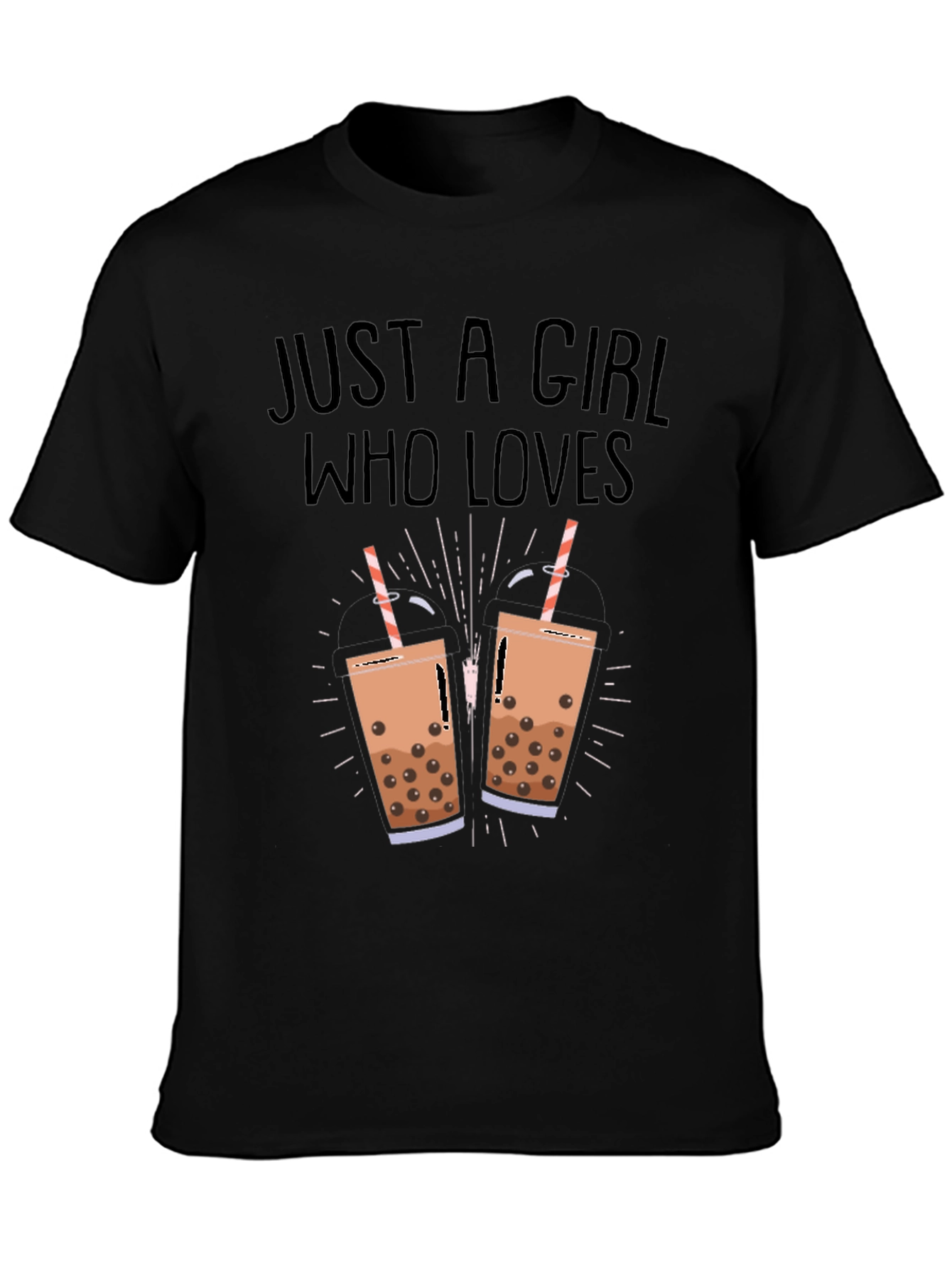 Black Boba Tea Lover Black T-Shirt view 3