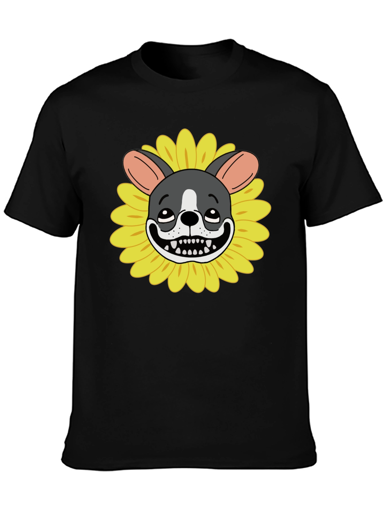Black Dog Sunflower Graphic Tee - Quirky Unisex T-Shirt view 3