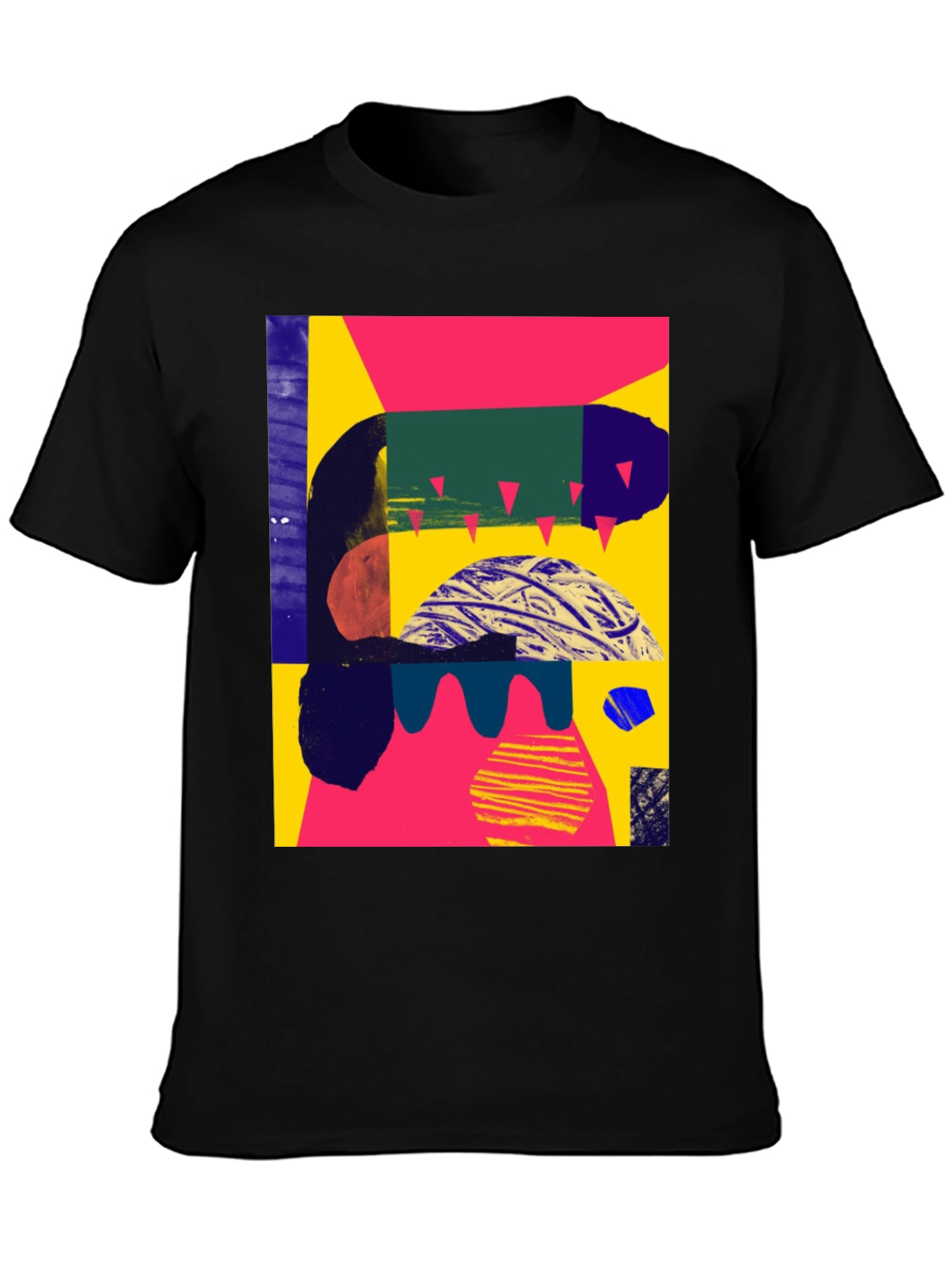 Black Abstract Graphic Black T-Shirt view 3