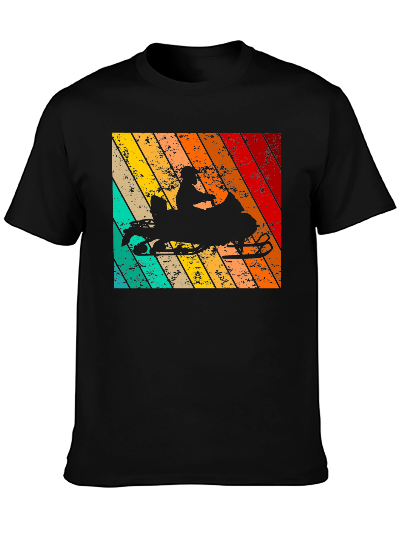 Black Retro Snowmobile T-Shirt | Vintage Style view 3