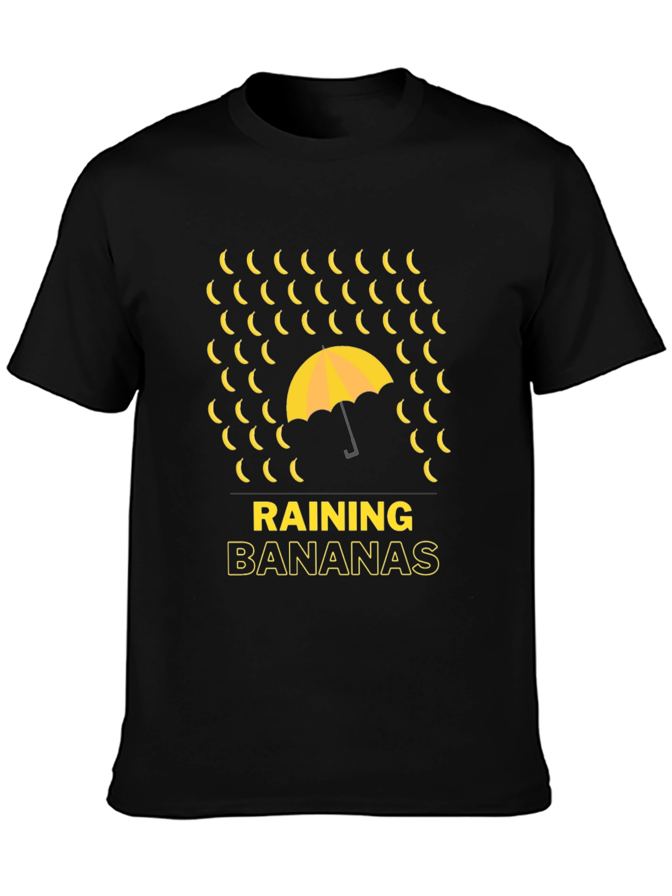 Black Raining Bananas Graphic Tee - Funny Novelty Shirt view 3