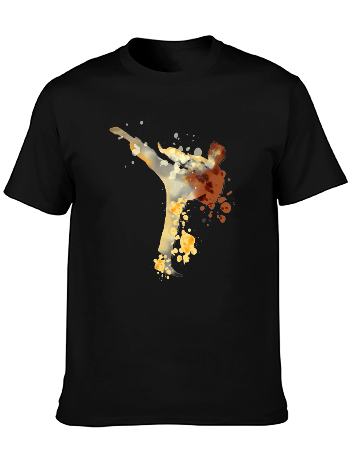 Black Abstract Karate Kick Graphic Tee - Modern Style view 3