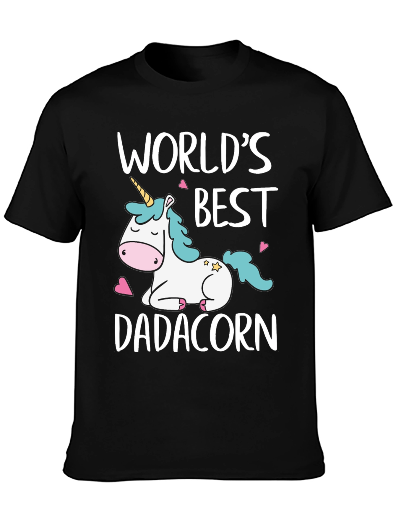 Black World's Best Dadacorn Black T-Shirt view 3