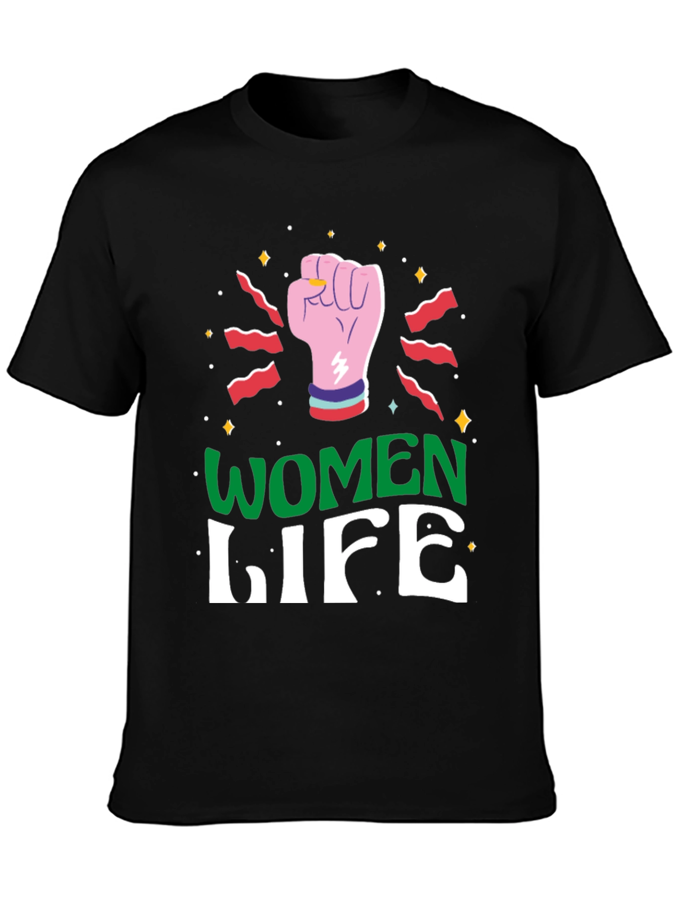 Women Life Fist Graphic Tee - Black - 3