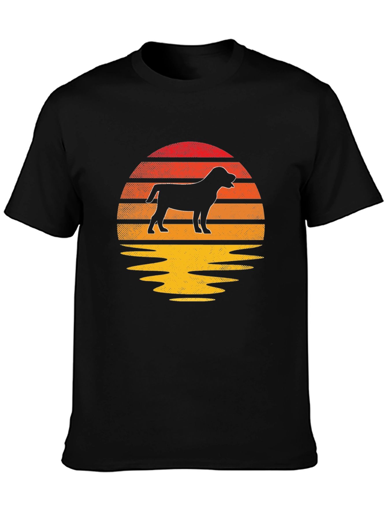 Black Dog Silhouette Sunset T-Shirt view 3
