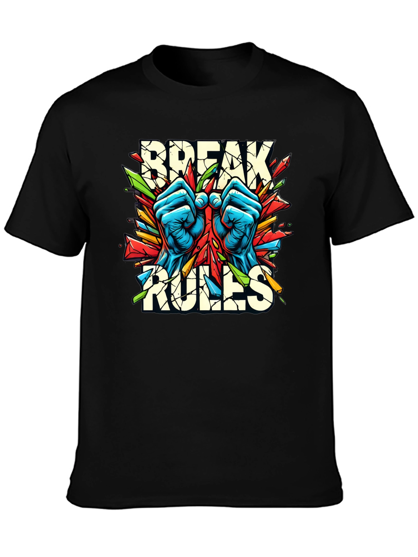 Black Break Rules Graphic Tee - Bold Streetwear Style view 3