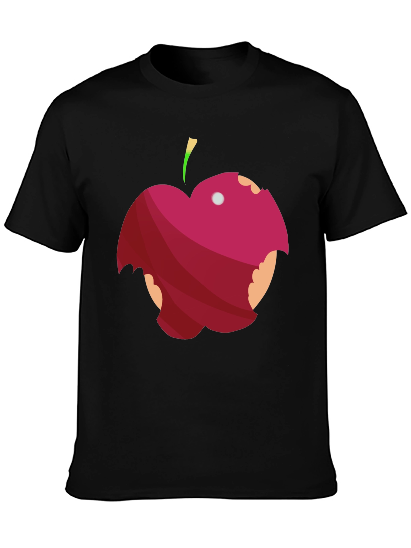 Black Bitten Apple Graphic Tee - Funny Fruit T-Shirt view 3