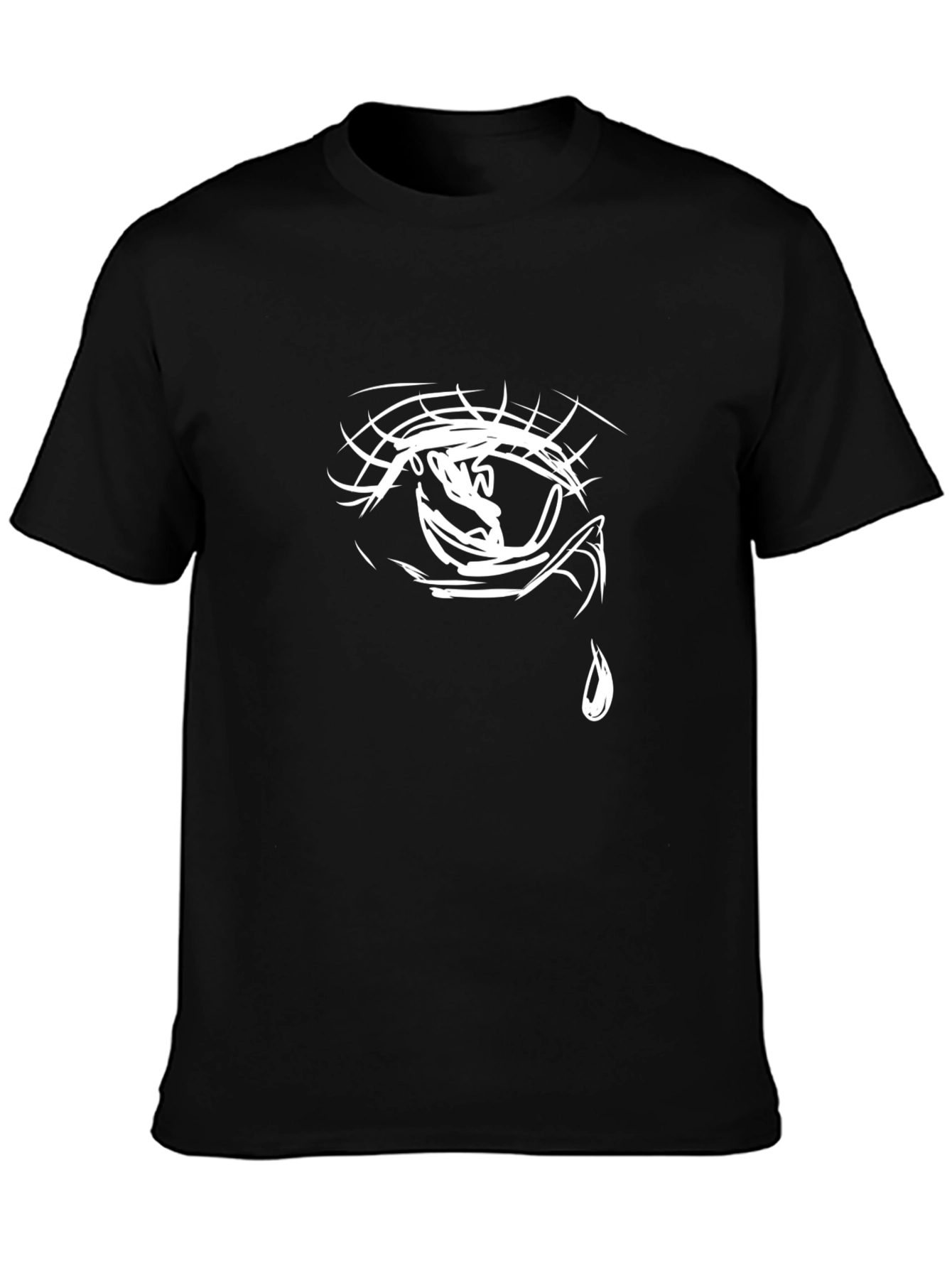 Black Men's Black T-Shirt with Eye Graphic view 3