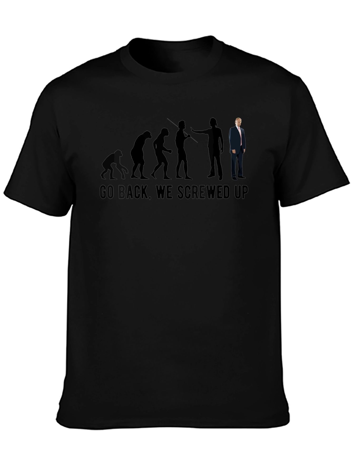 Black Evolution Trump Go Back Screwed Up T-Shirt view 3