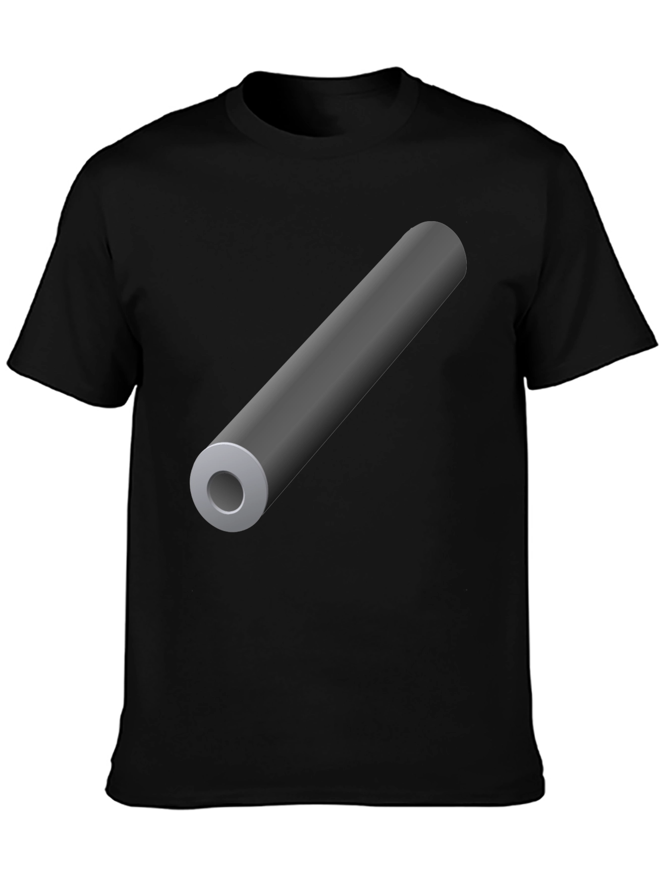 Black Men's Black T-Shirt with Gray Cylinder Graphic view 3