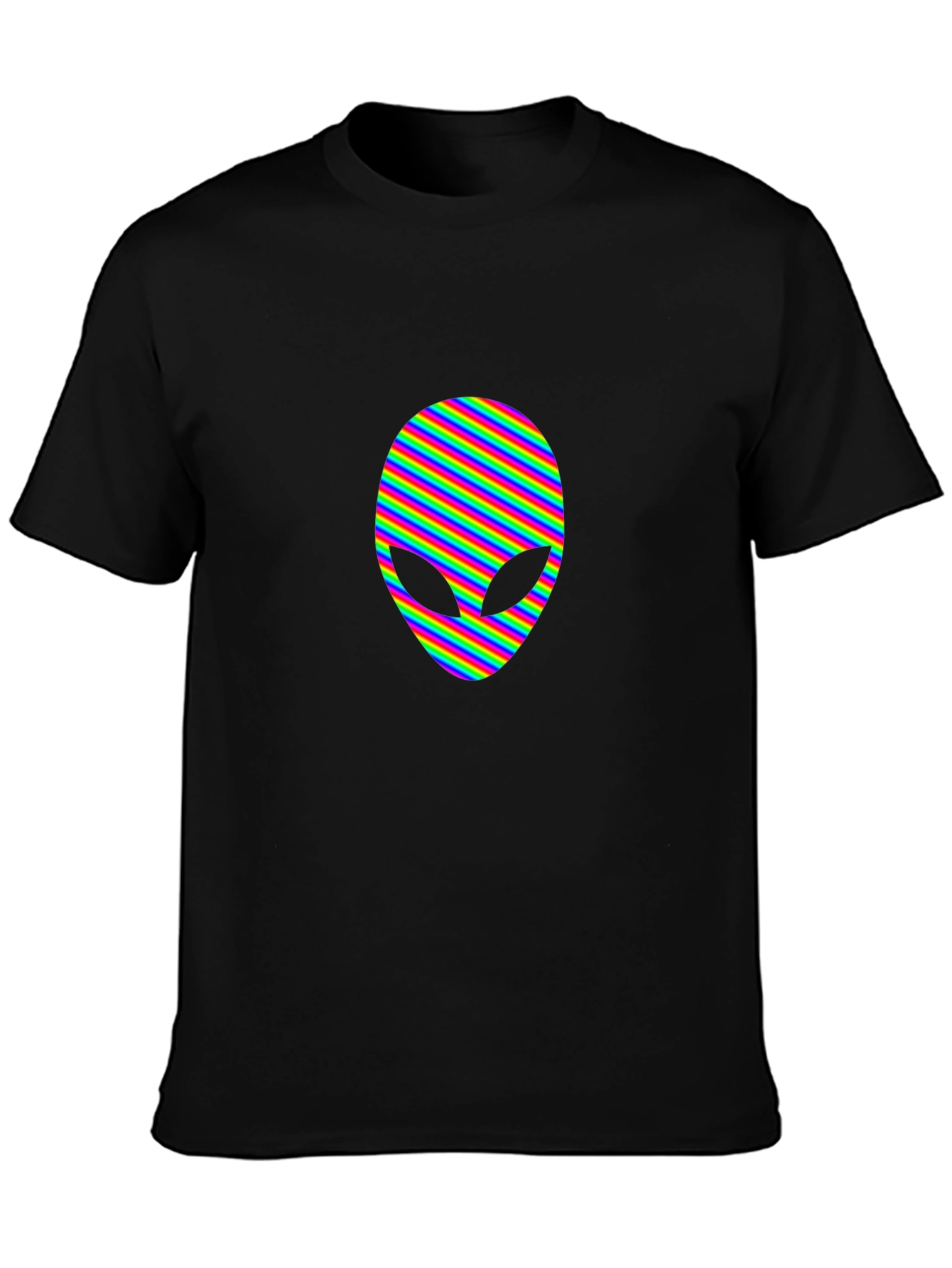 Black Rainbow Alien Head Graphic Tee - Black view 3