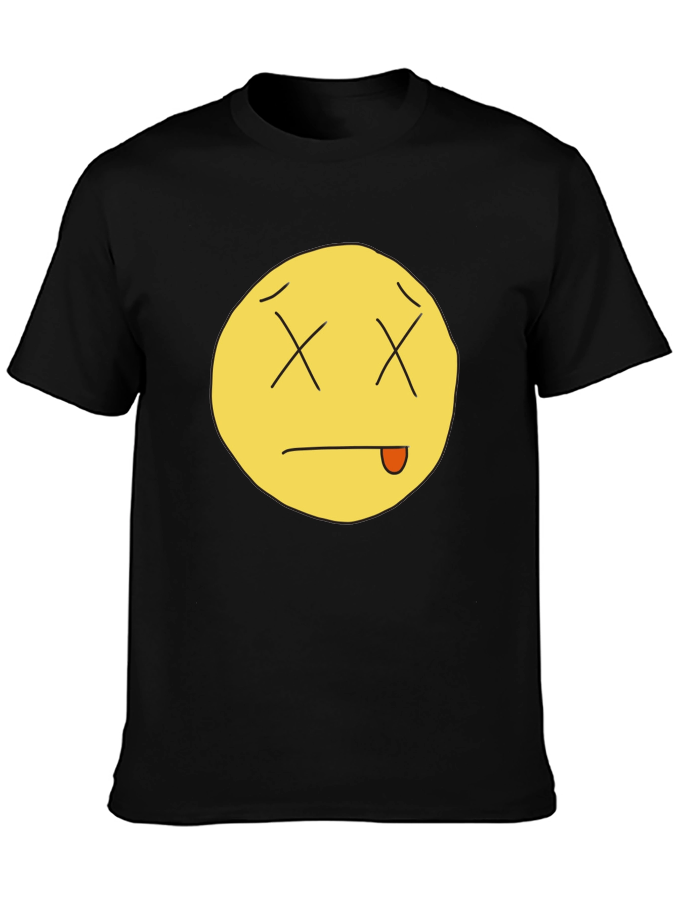 Black Funny Dead Emoji Black T-Shirt view 3