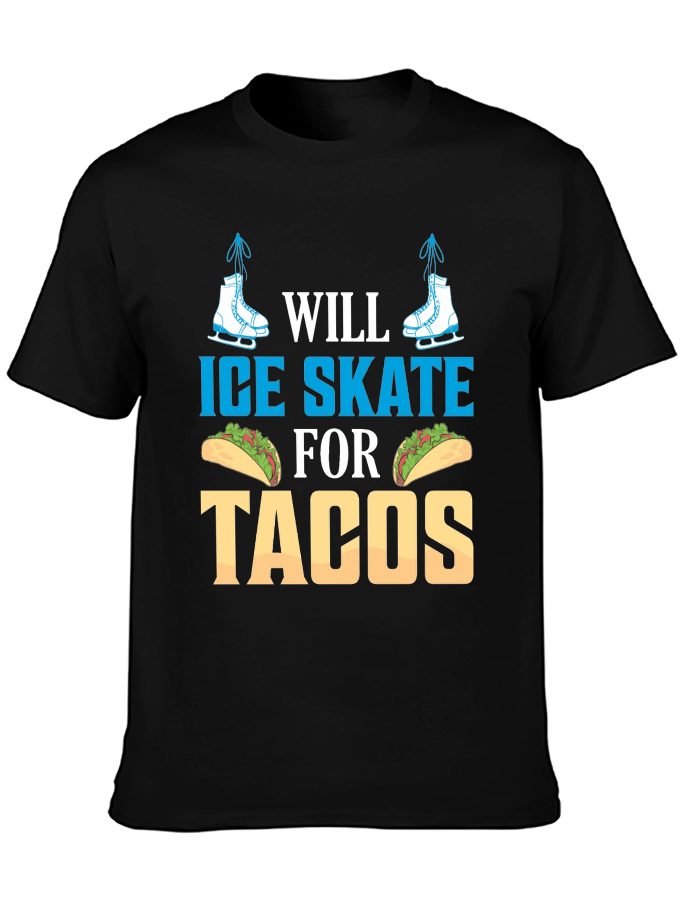 Black Ice Skate for Tacos Graphic Tee view 3