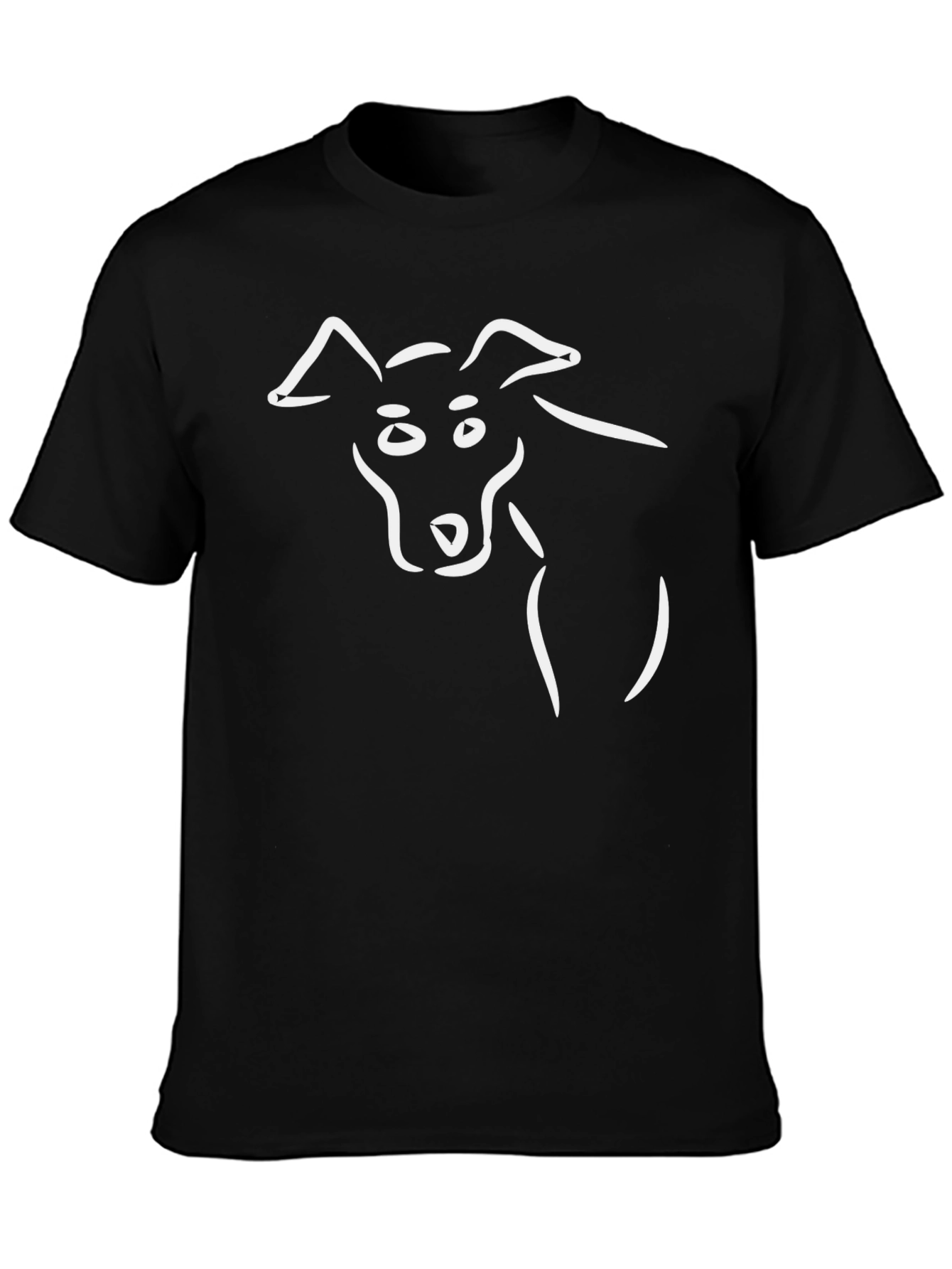 Black Minimalist Dog Sketch Black T-Shirt view 3