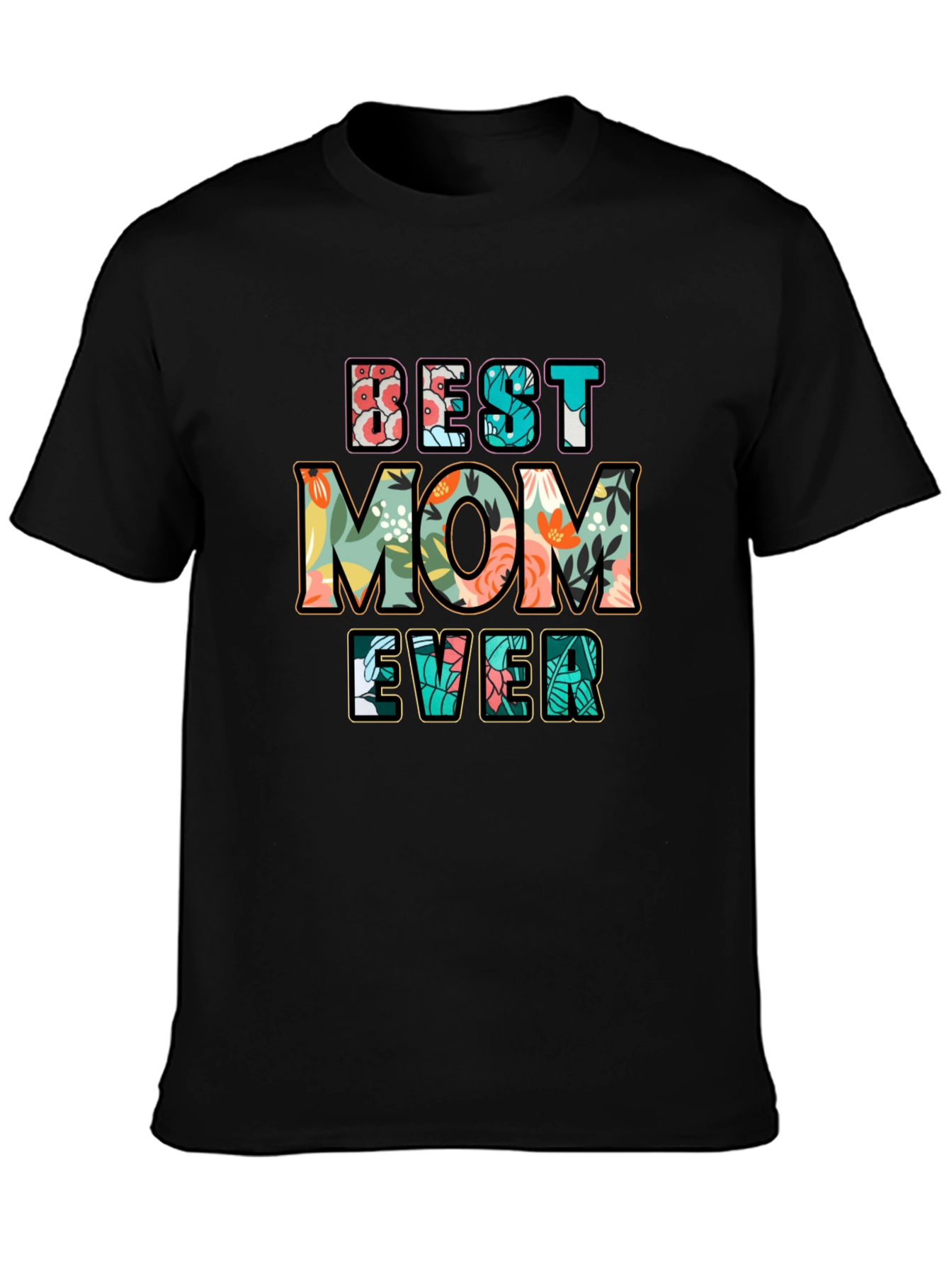 Black Best Mom Ever Floral Graphic T-Shirt view 3