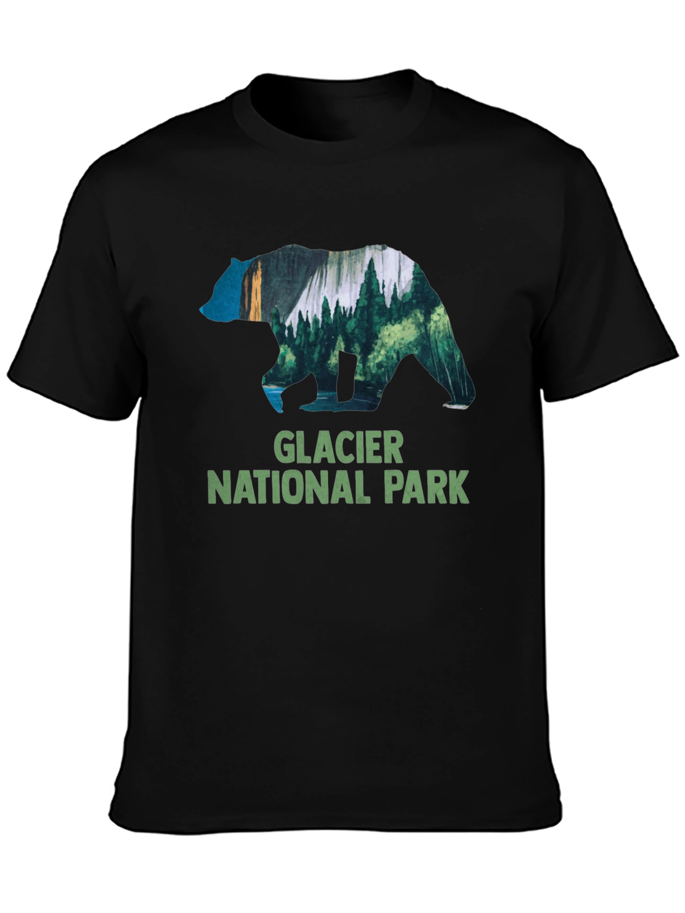 Black Glacier National Park Bear T-Shirt view 3