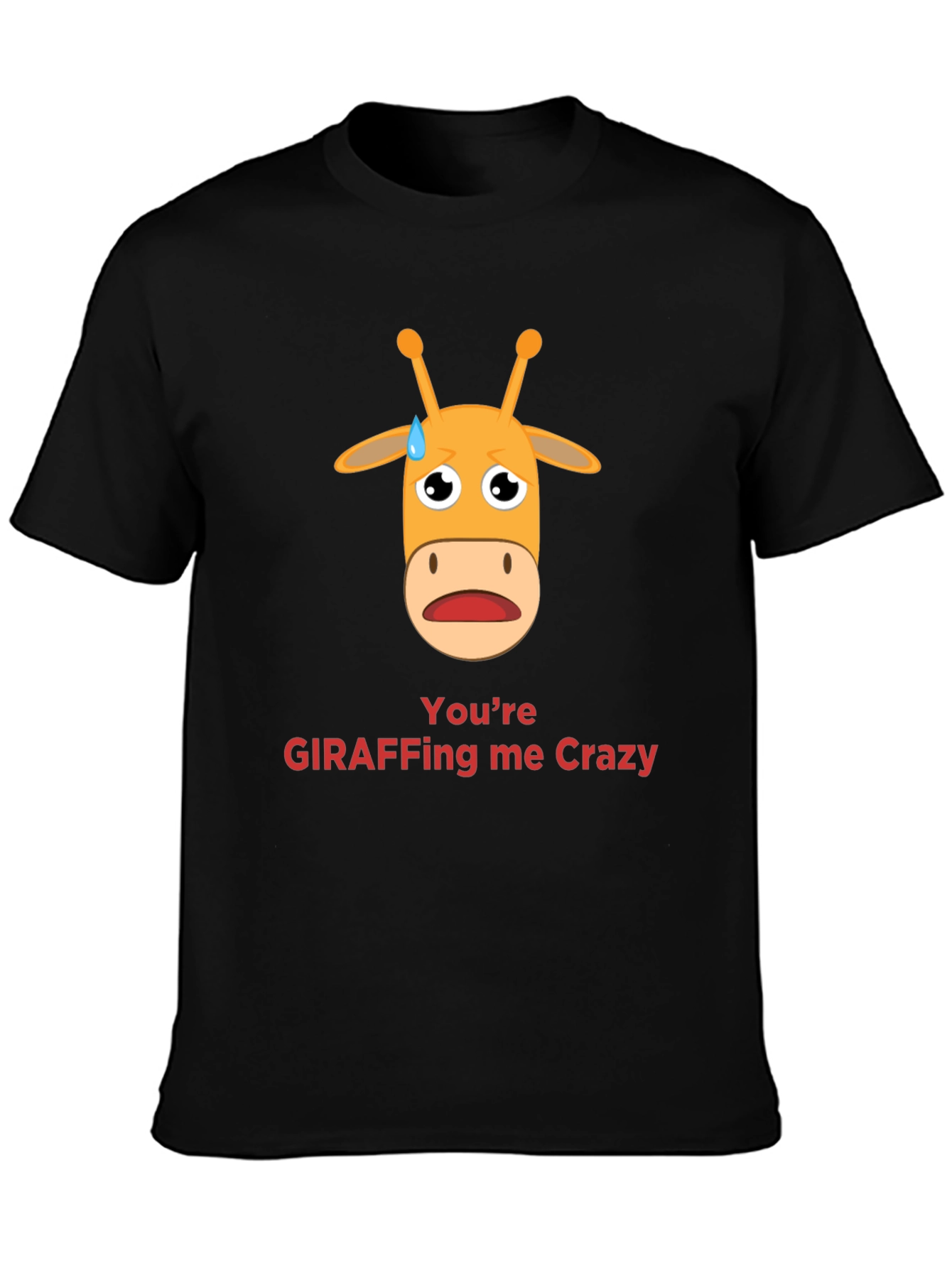 Black Giraffe Crazy Graphic Tee - Funny Animal Pun T-Shirt view 3
