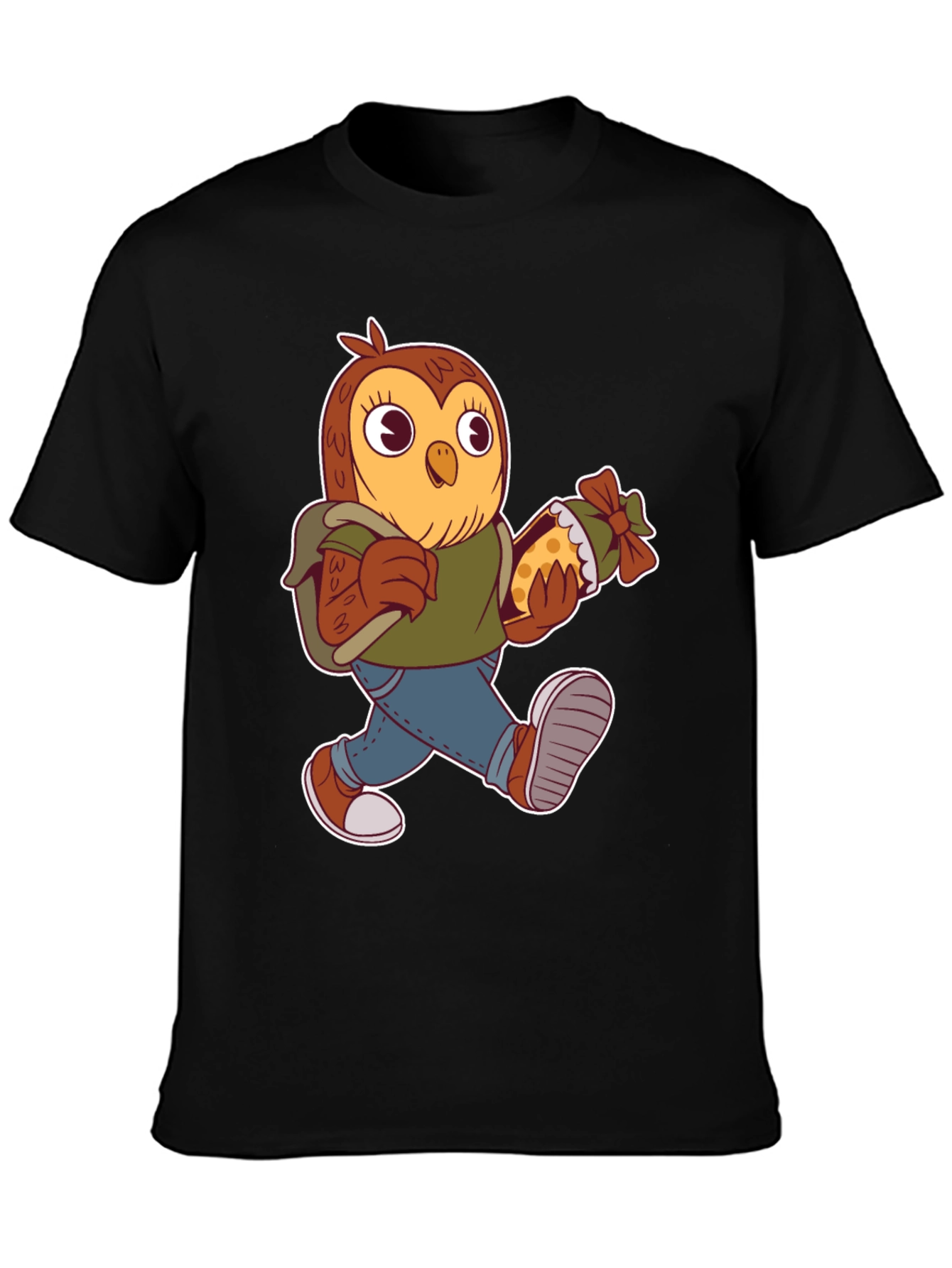 Black Cartoon Owl T-Shirt view 3