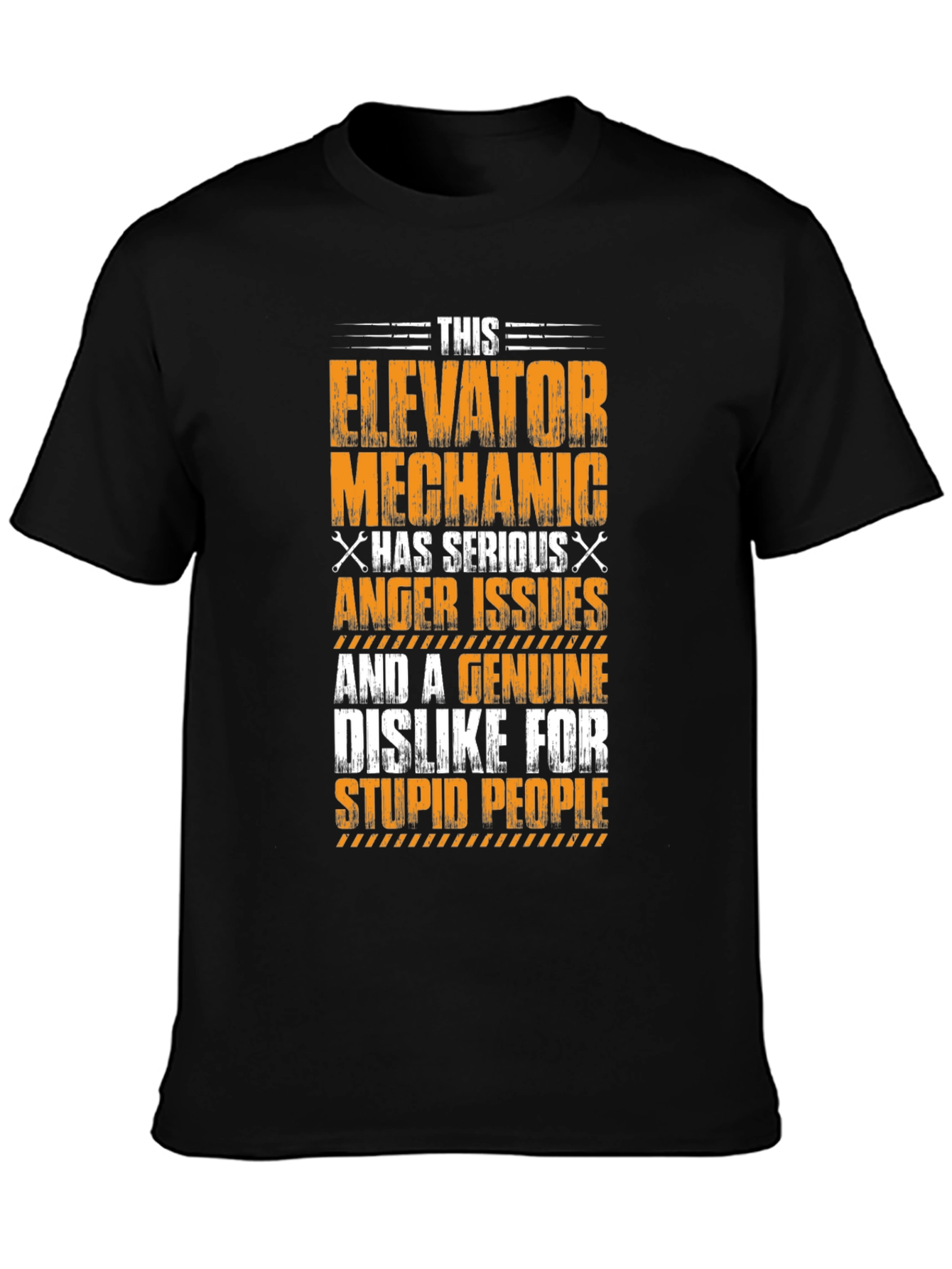 Black Elevator Mechanic Anger Issues Graphic T-Shirt view 3