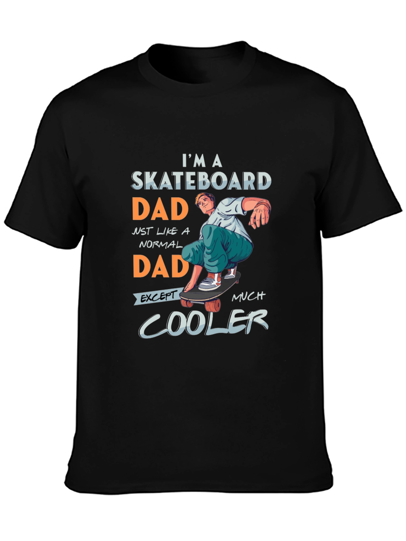 Black Skateboard Dad Graphic Tee - Cool Dad Style view 3
