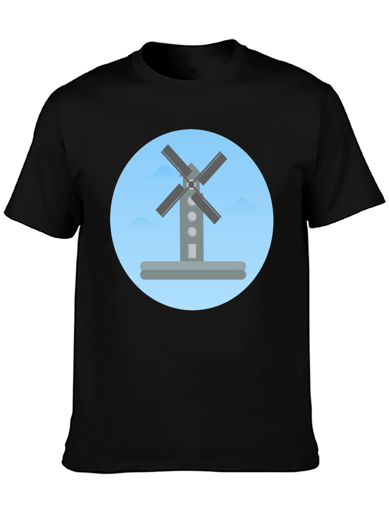 Black Windmill Graphic Tee -  Modern, Stylish, Casual view 3
