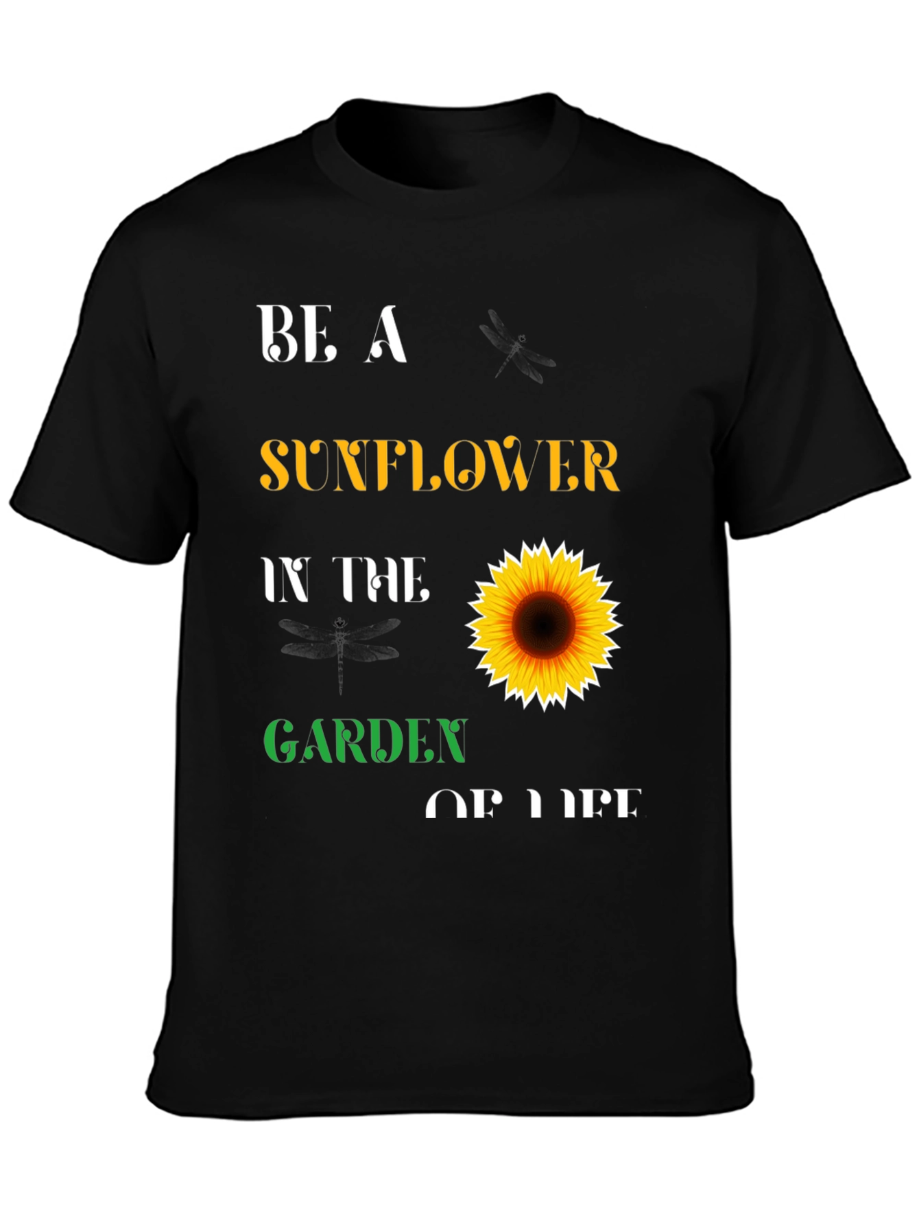 Black Be a Sunflower T-Shirt - Inspirational Graphic Tee view 3
