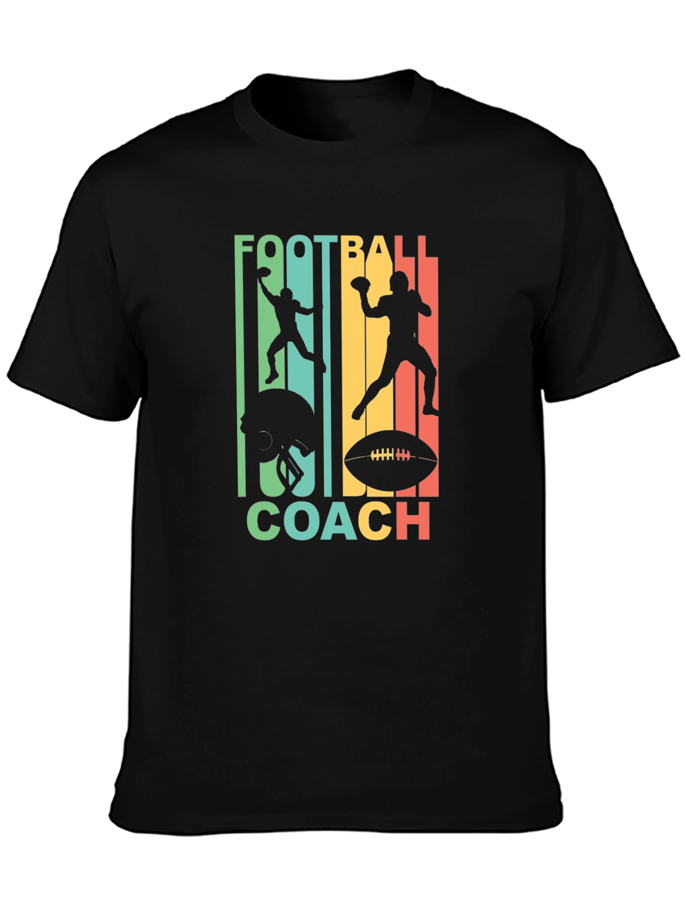 Black Football Coach Graphic Tee - Retro Design view 3