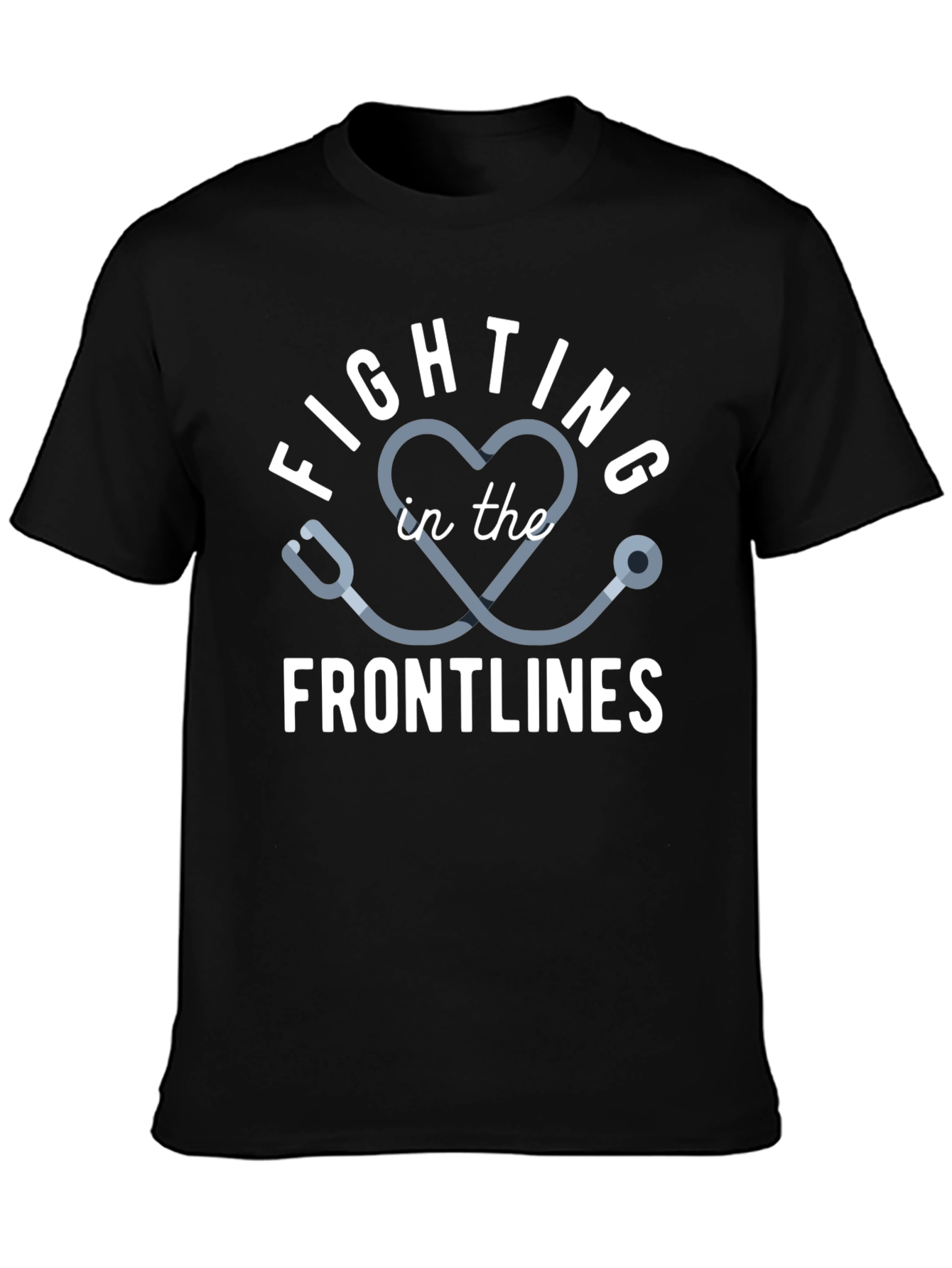 Black Fighting Frontlines Tee - Medical Support Shirt view 3