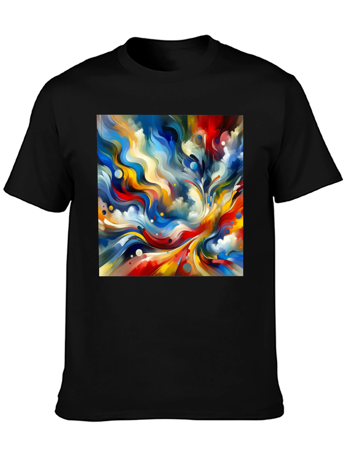 Black Abstract Art Printed Black T-Shirt view 3