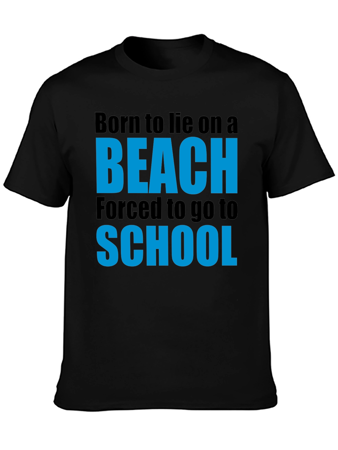 Black Born to Beach Funny Graphic T-Shirt view 3