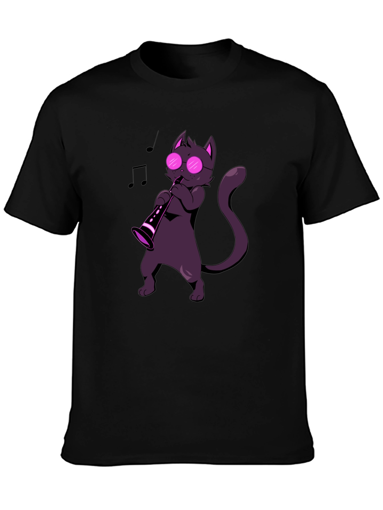 Black Cat Saxophone Player Graphic Tee - Music Lover Shirt view 3