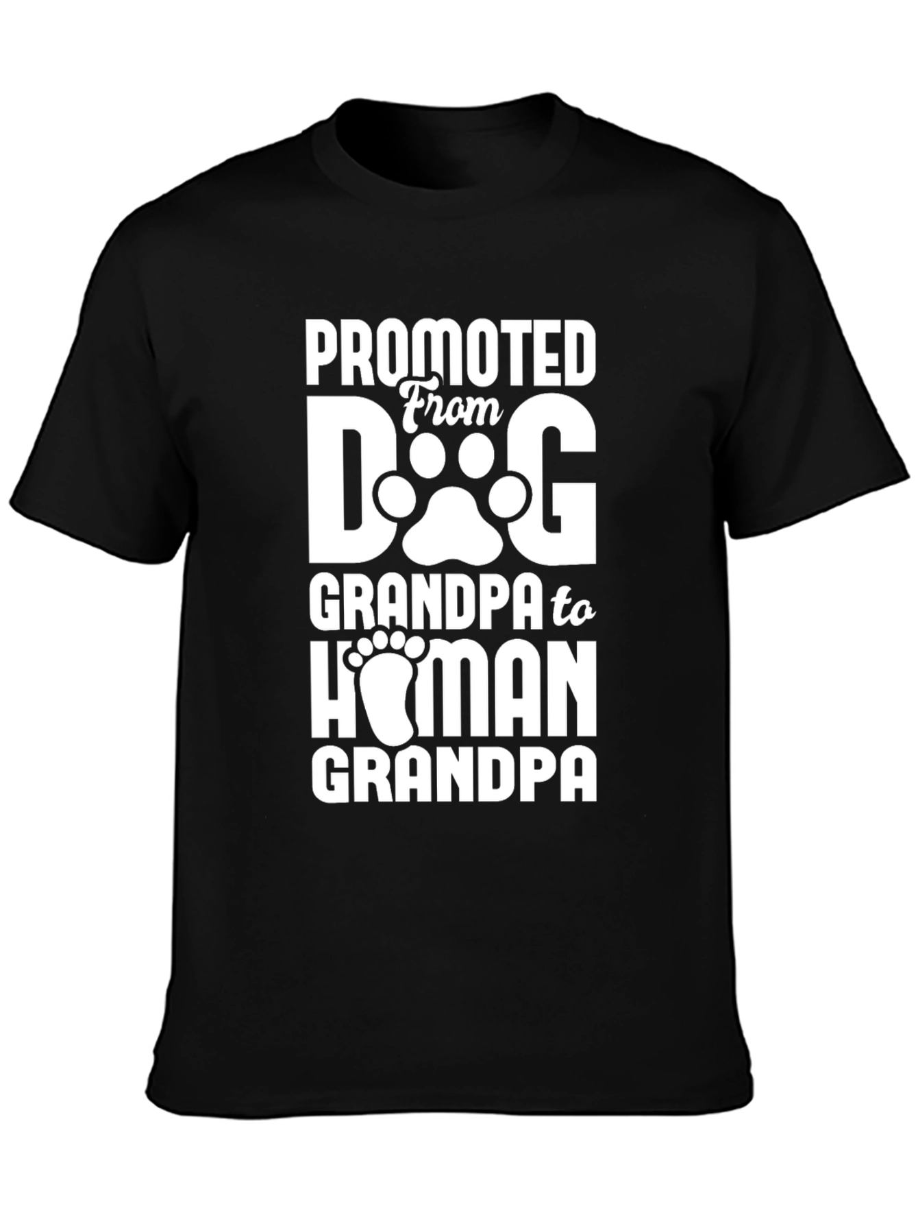 Promoted to Human Grandpa Black T-Shirt - 3