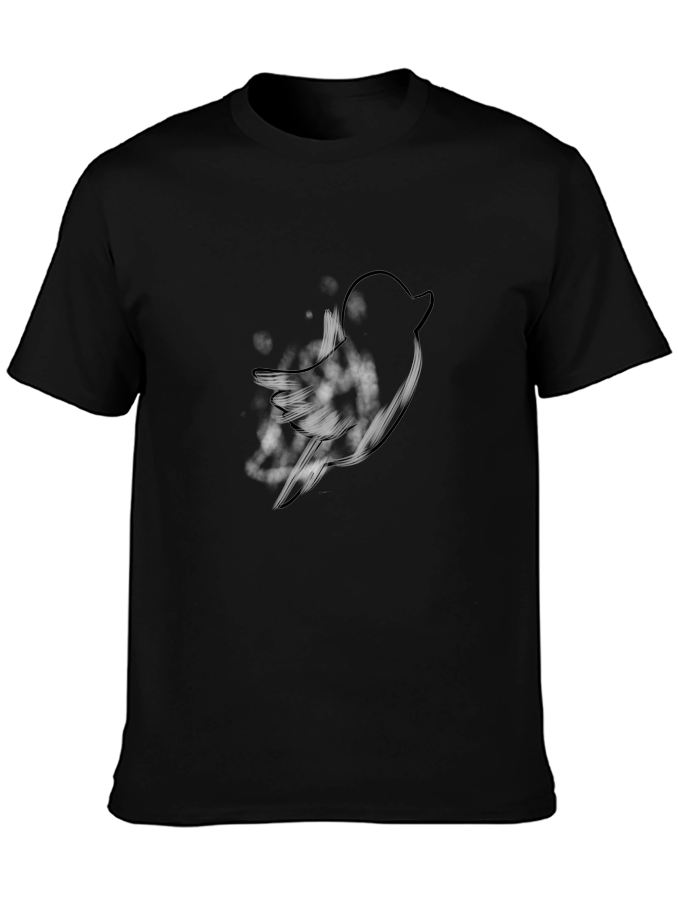 Black Men's Black T-Shirt with Bird Graphic view 3