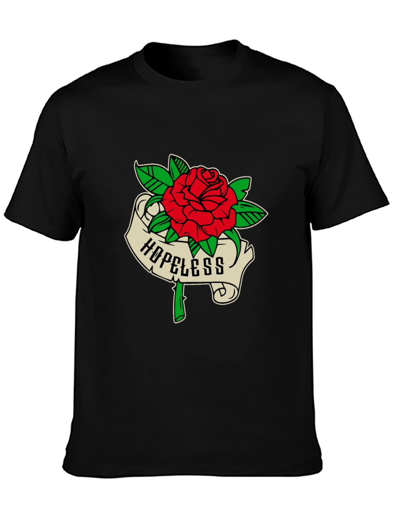 Black Hopeless Rose Graphic Tee - Black Casual Shirt view 3