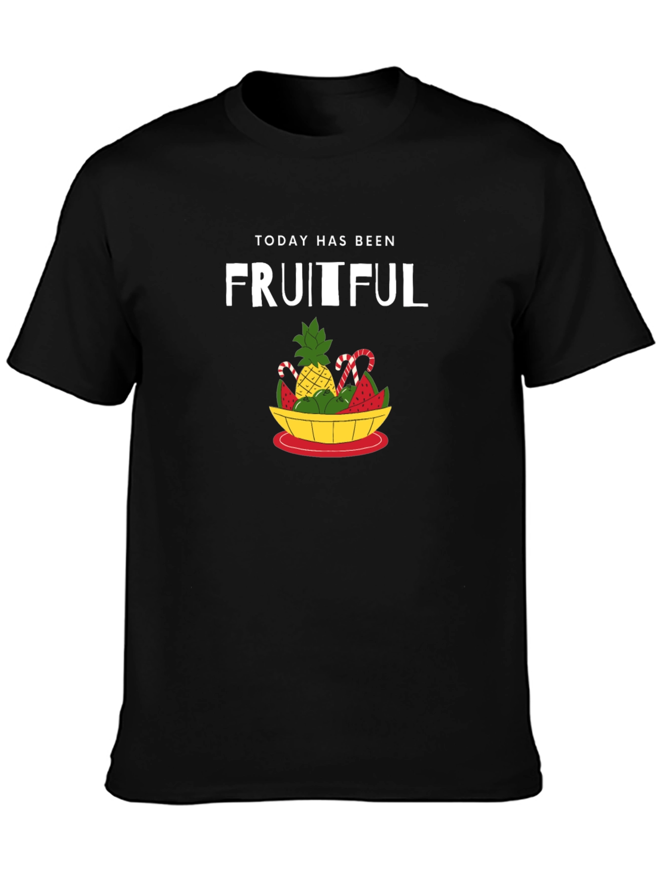Black Fruitful Day Graphic T-Shirt - Black Cotton Tee view 3