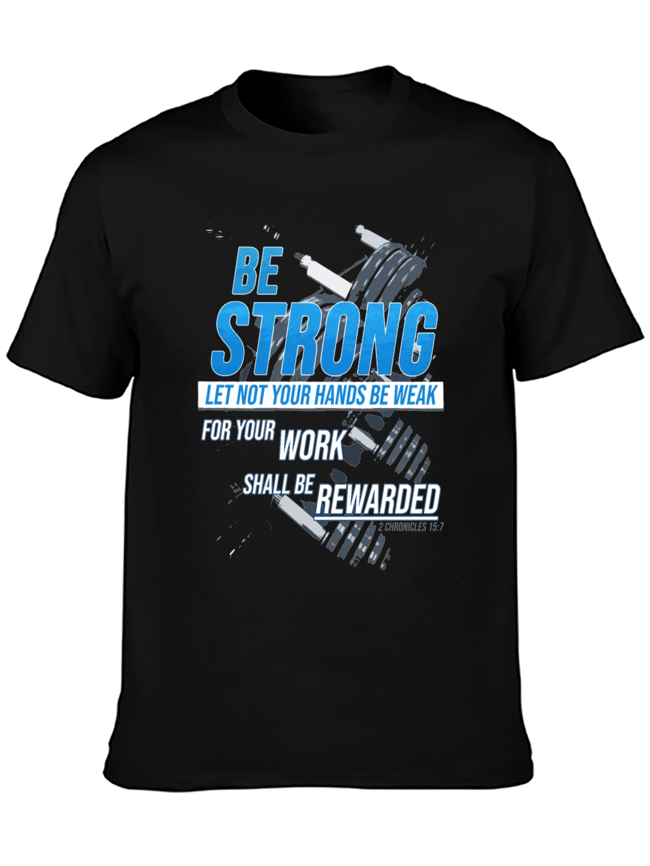 Black Be Strong T-Shirt: Christian Workout Apparel view 3