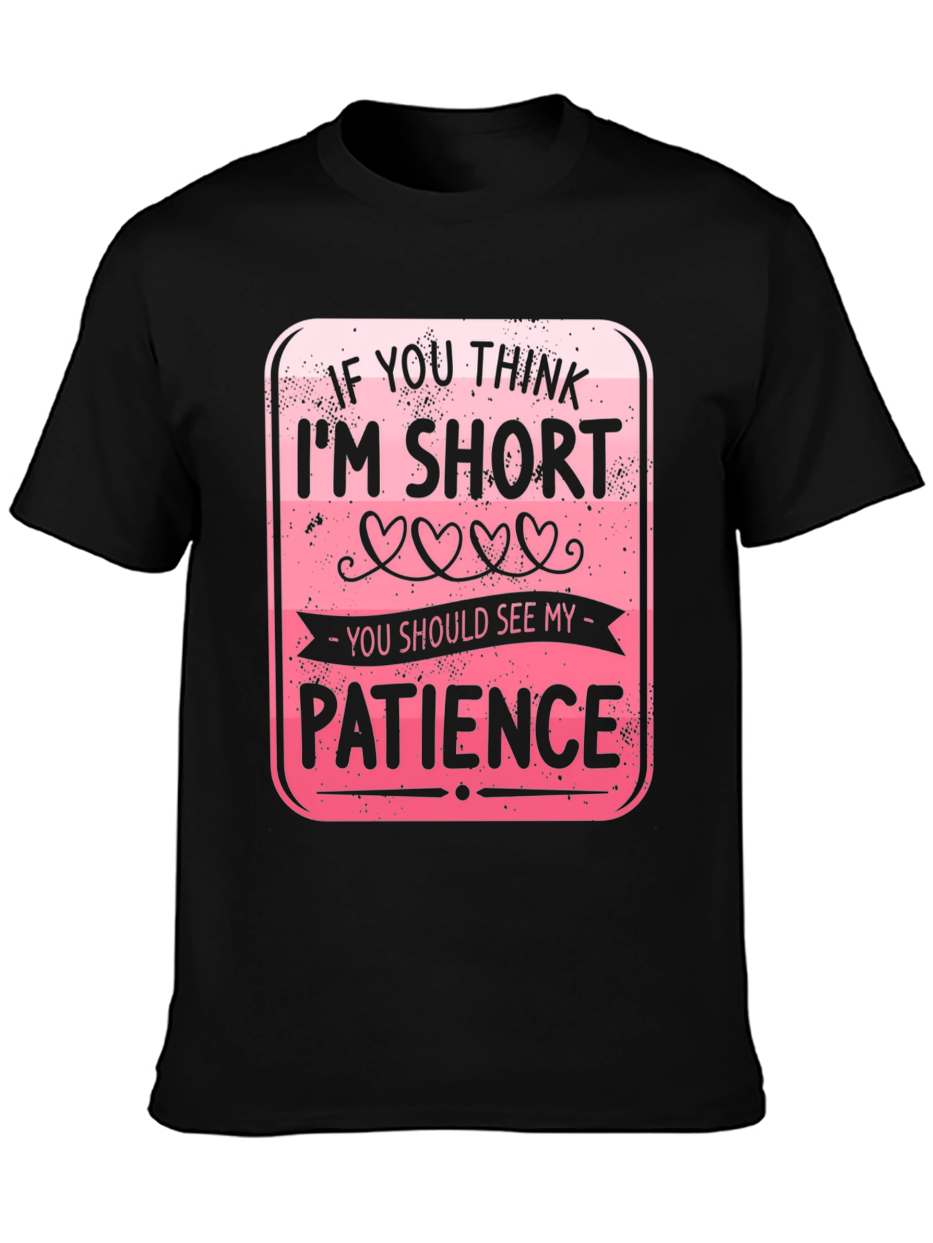 Black Funny Short Patience Graphic T-Shirt view 3