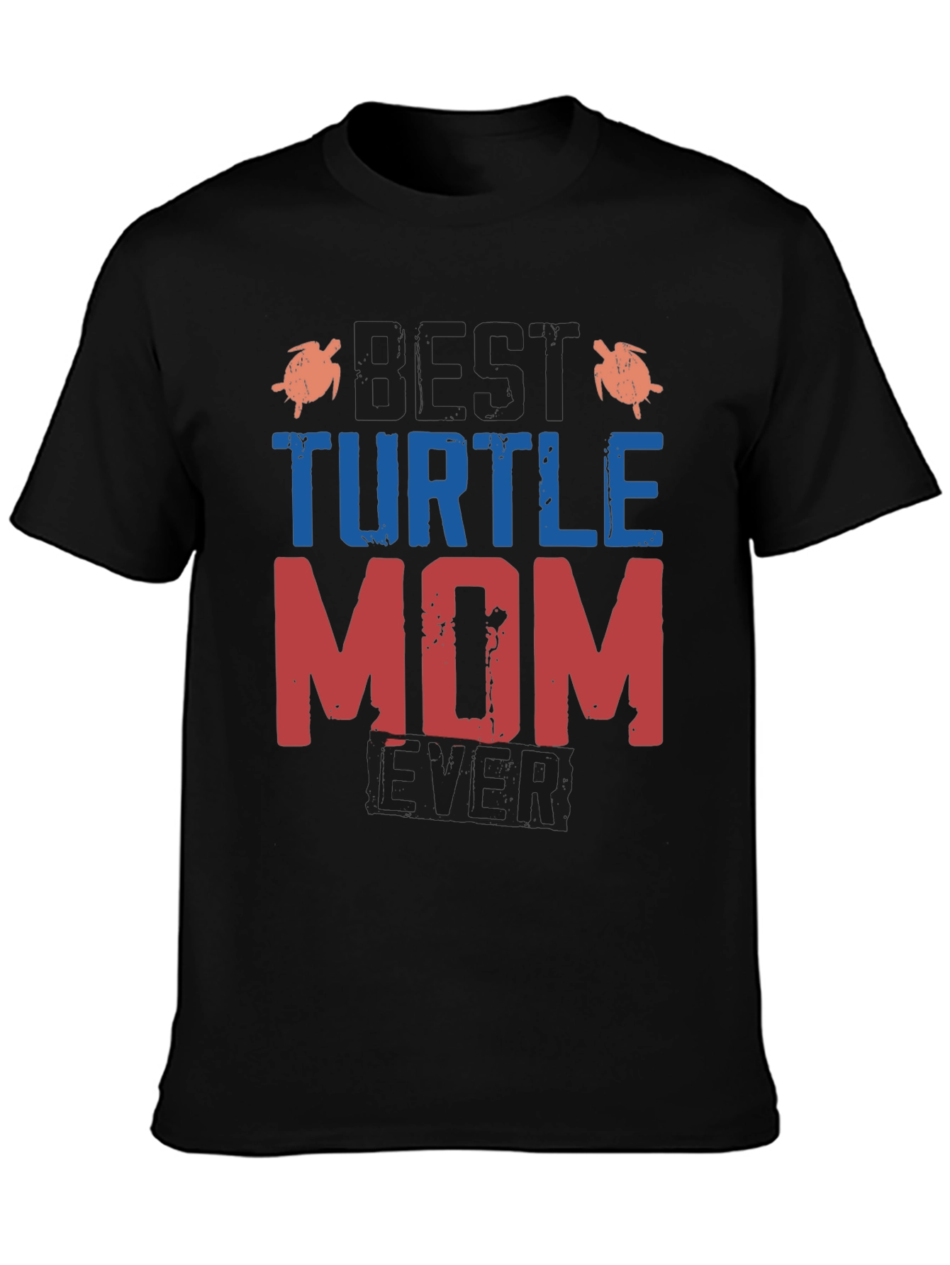 Black Best Turtle Mom Ever T-Shirt view 3