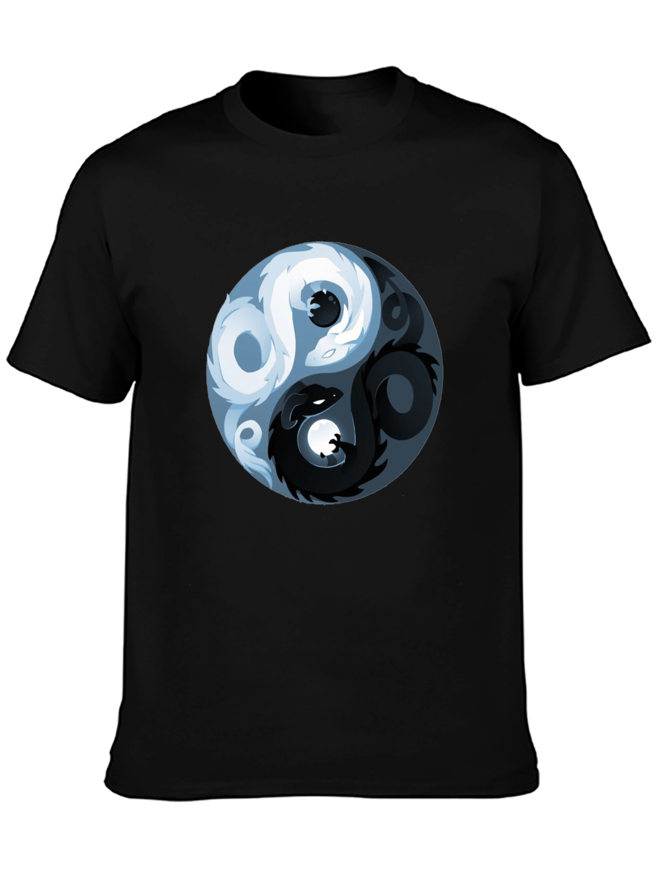 Black Yin Yang Dragon Graphic T-Shirt view 3