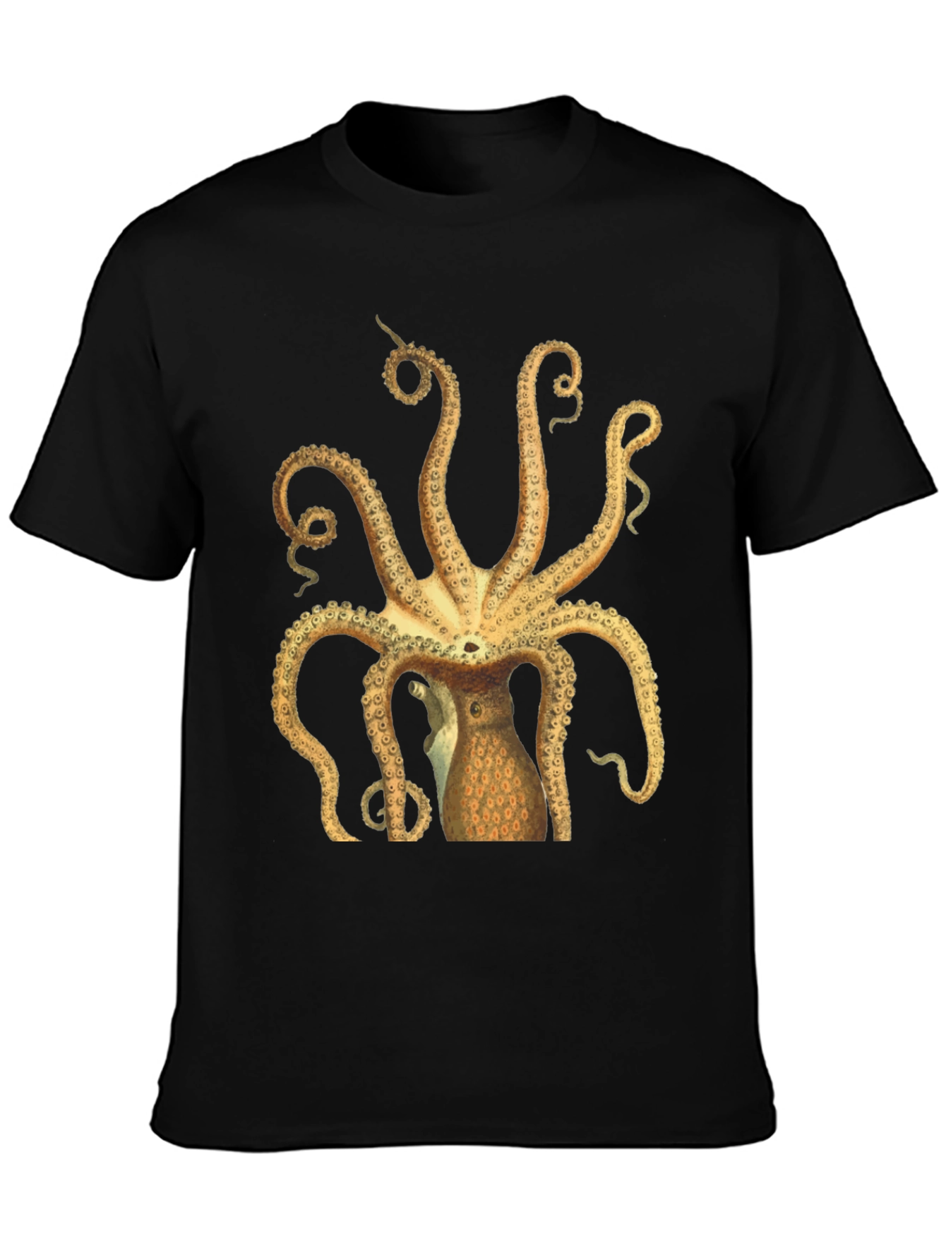 Black Octopus Graphic Tee - Black Cotton T-Shirt view 3
