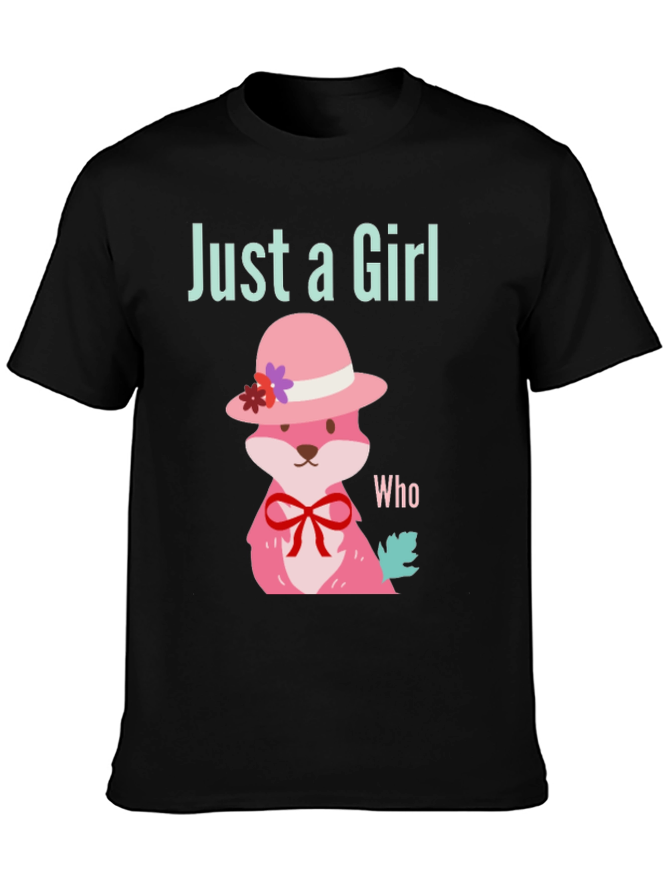 Black Just a Girl Who Loves Foxes T-Shirt view 3