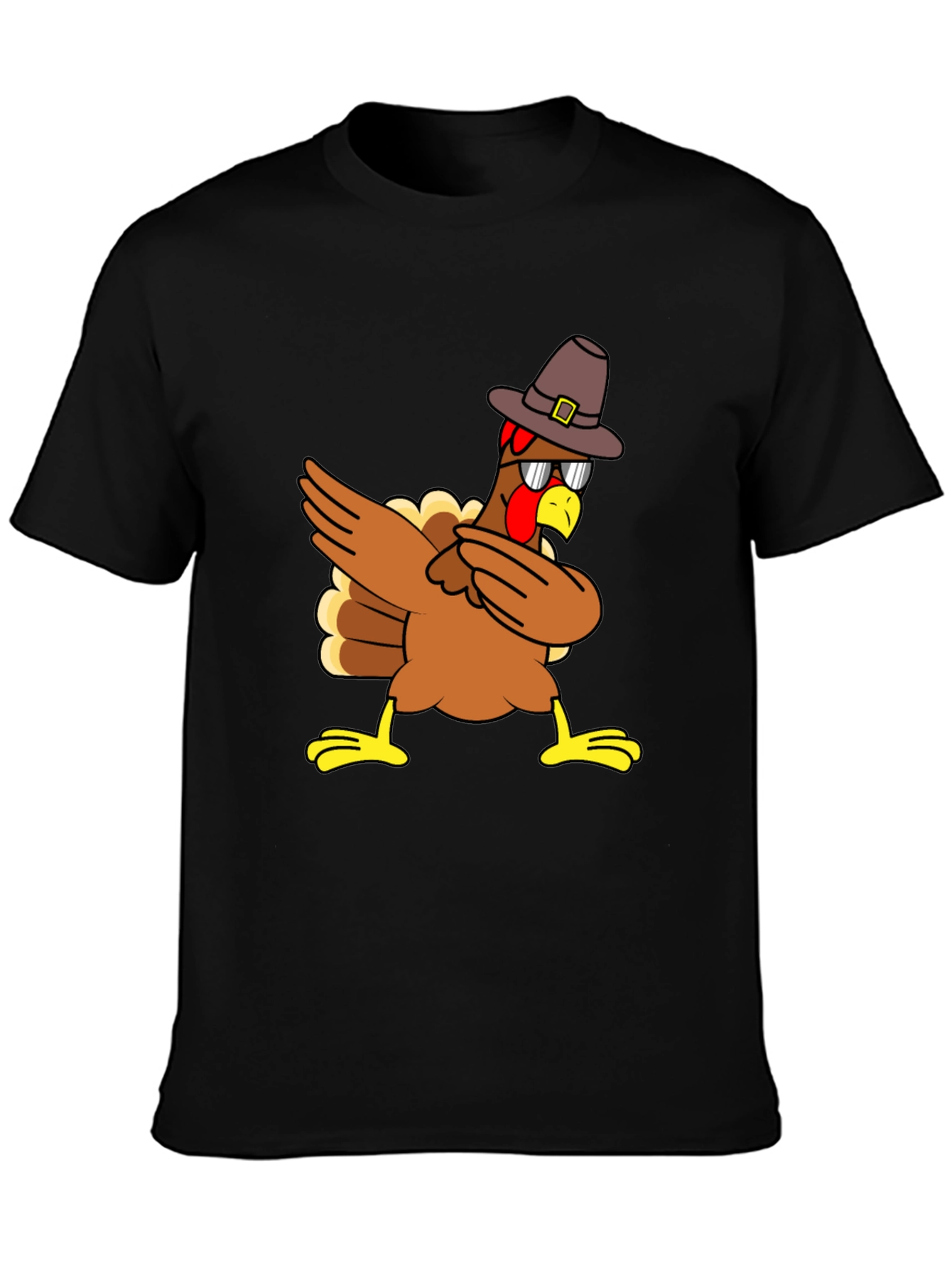 Black Dabbing Turkey Pilgrim T-Shirt view 3