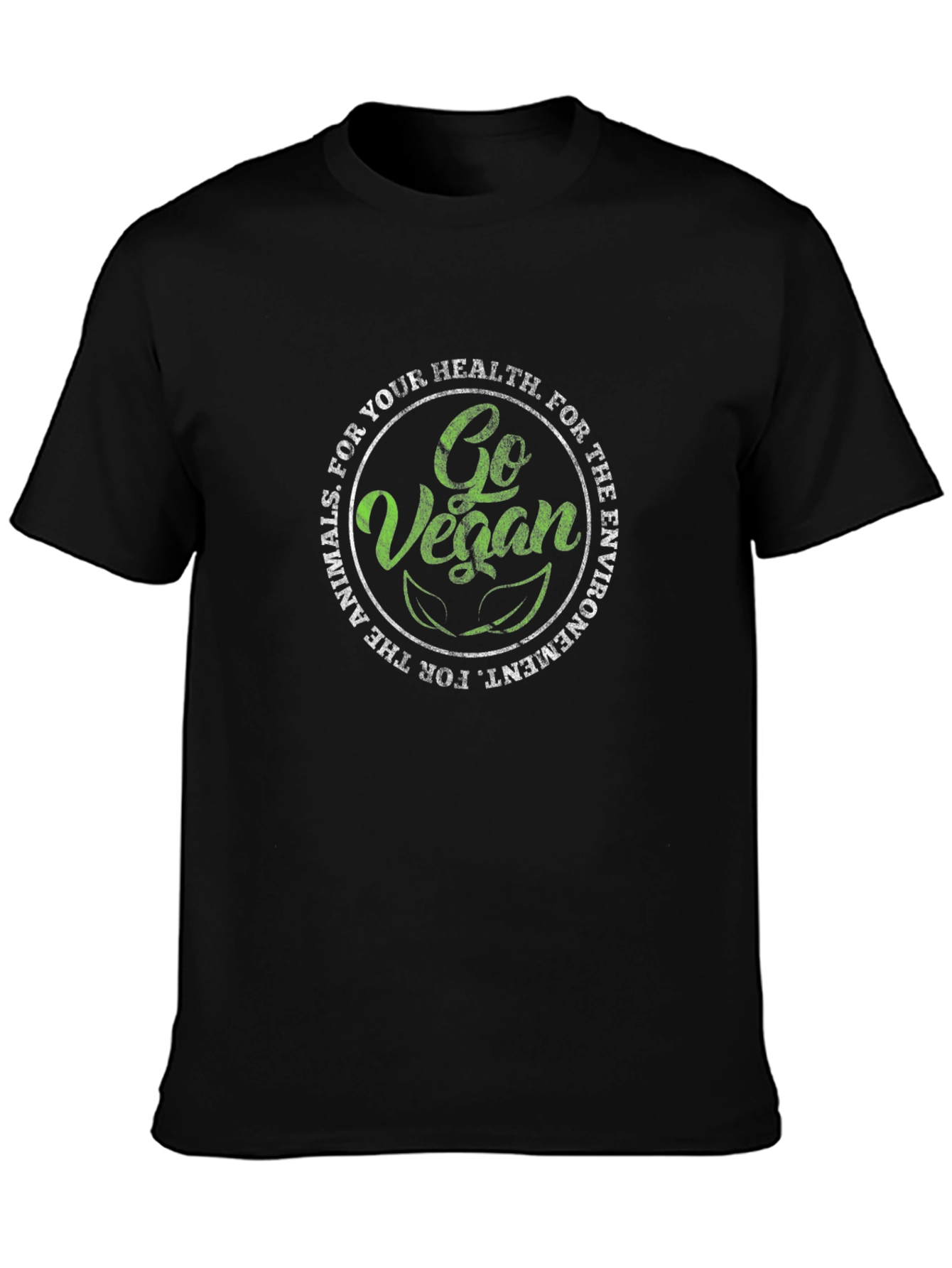 Black Go Vegan T-Shirt: For Your Health & The Animals view 3