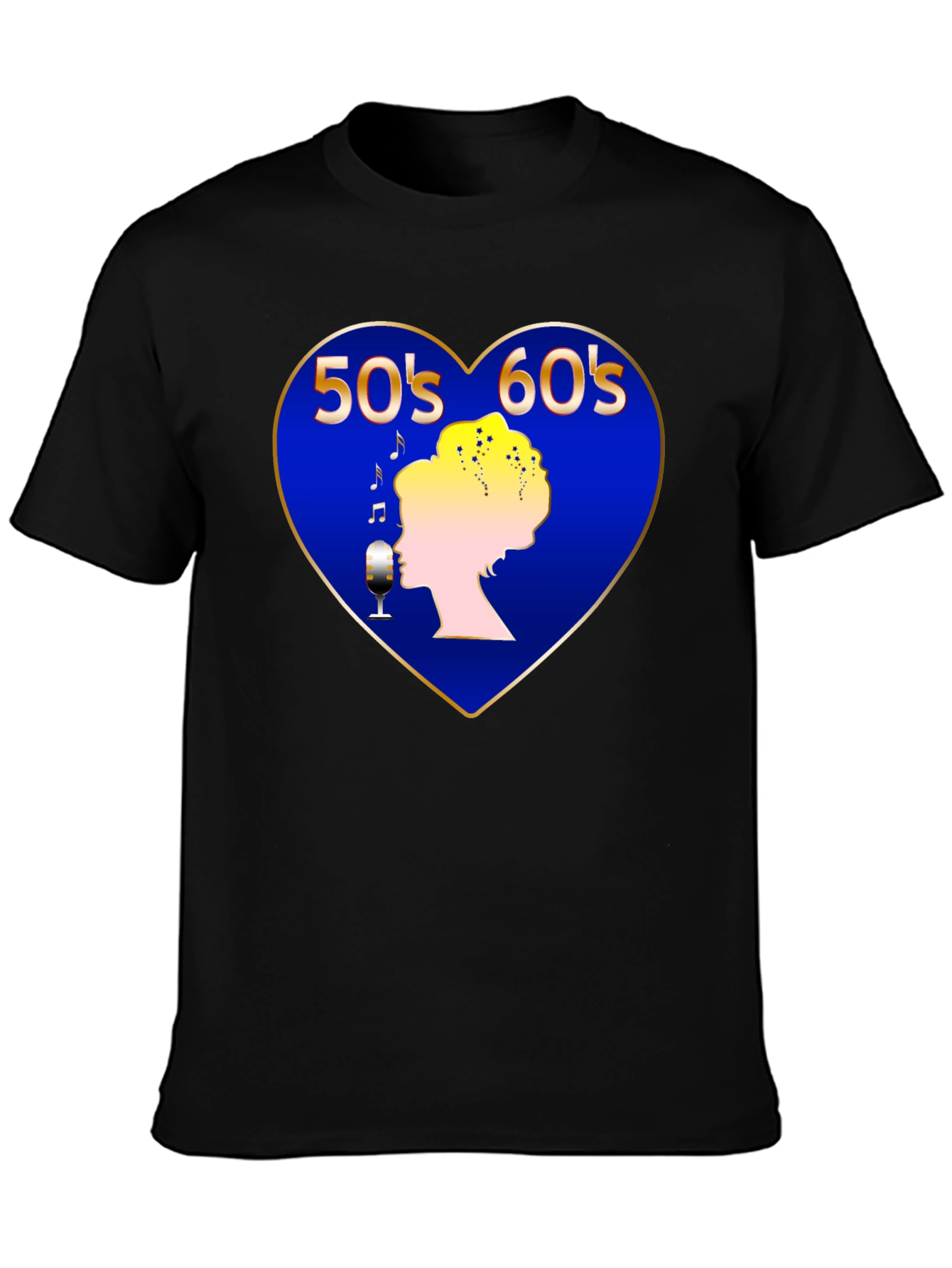 Retro 50s 60s Music Heart T-Shirt - 3