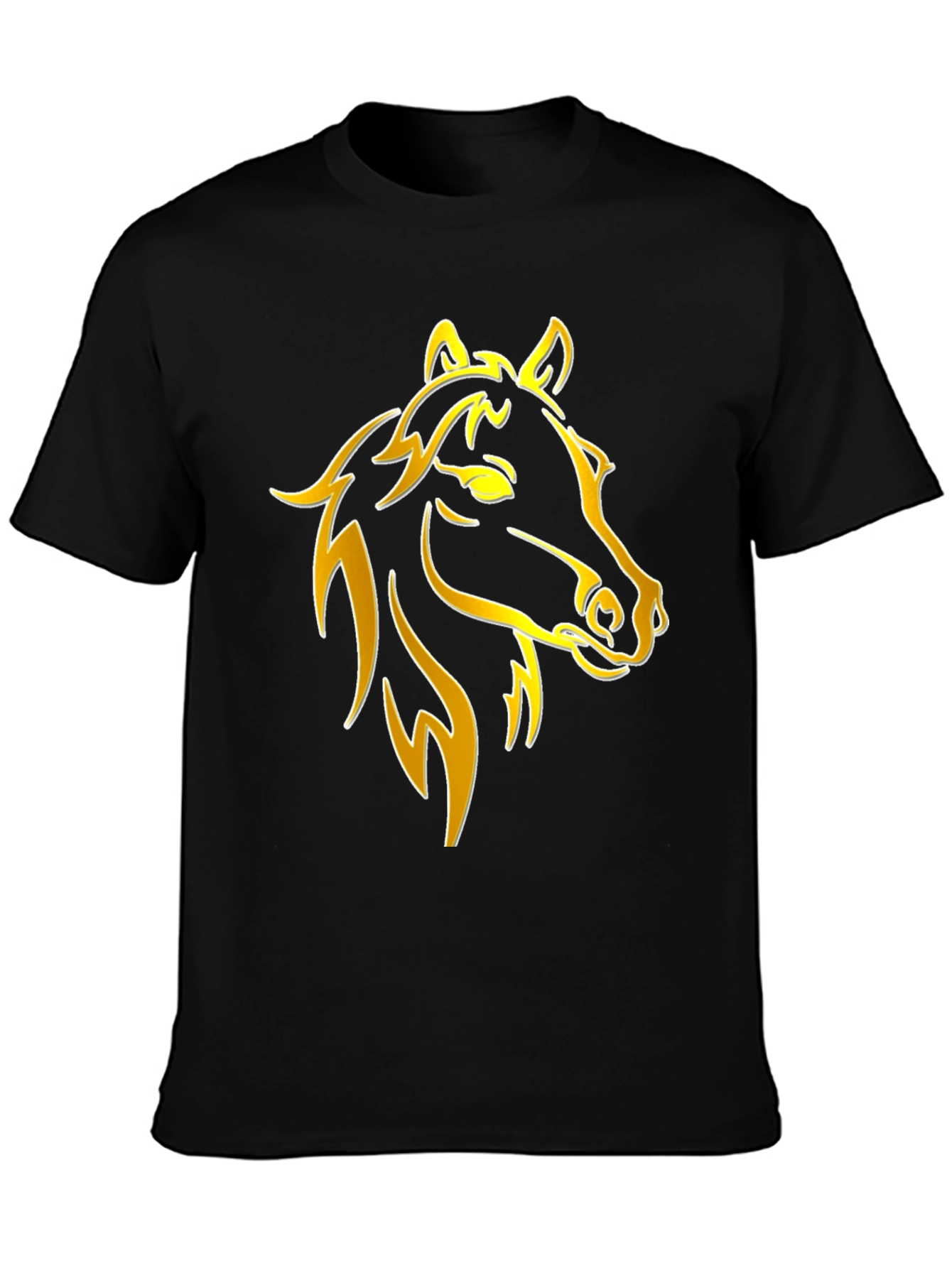 Black Golden Horse Graphic Tee - Stylish Black T-Shirt view 3