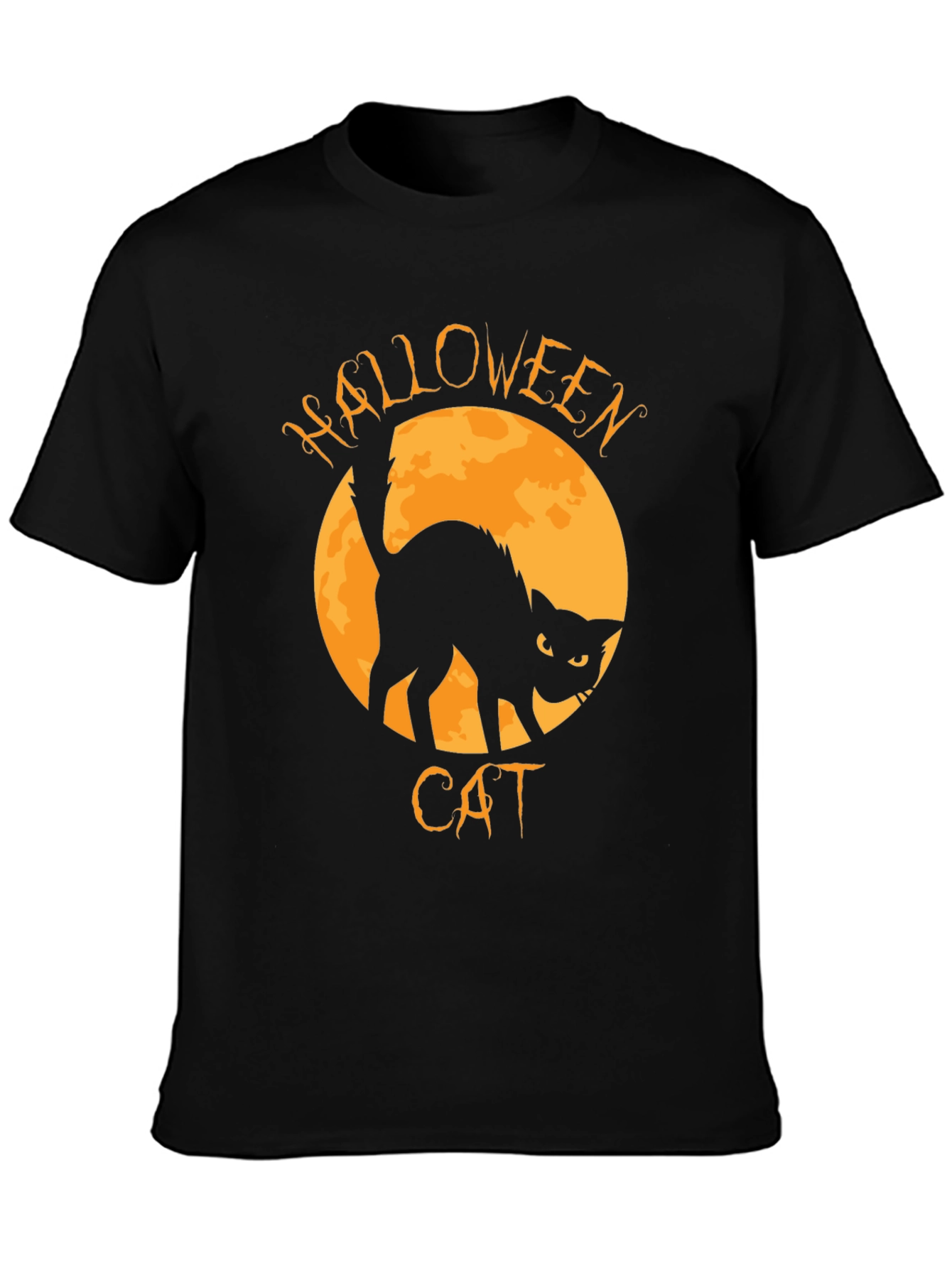 Black Halloween Cat T-Shirt view 3