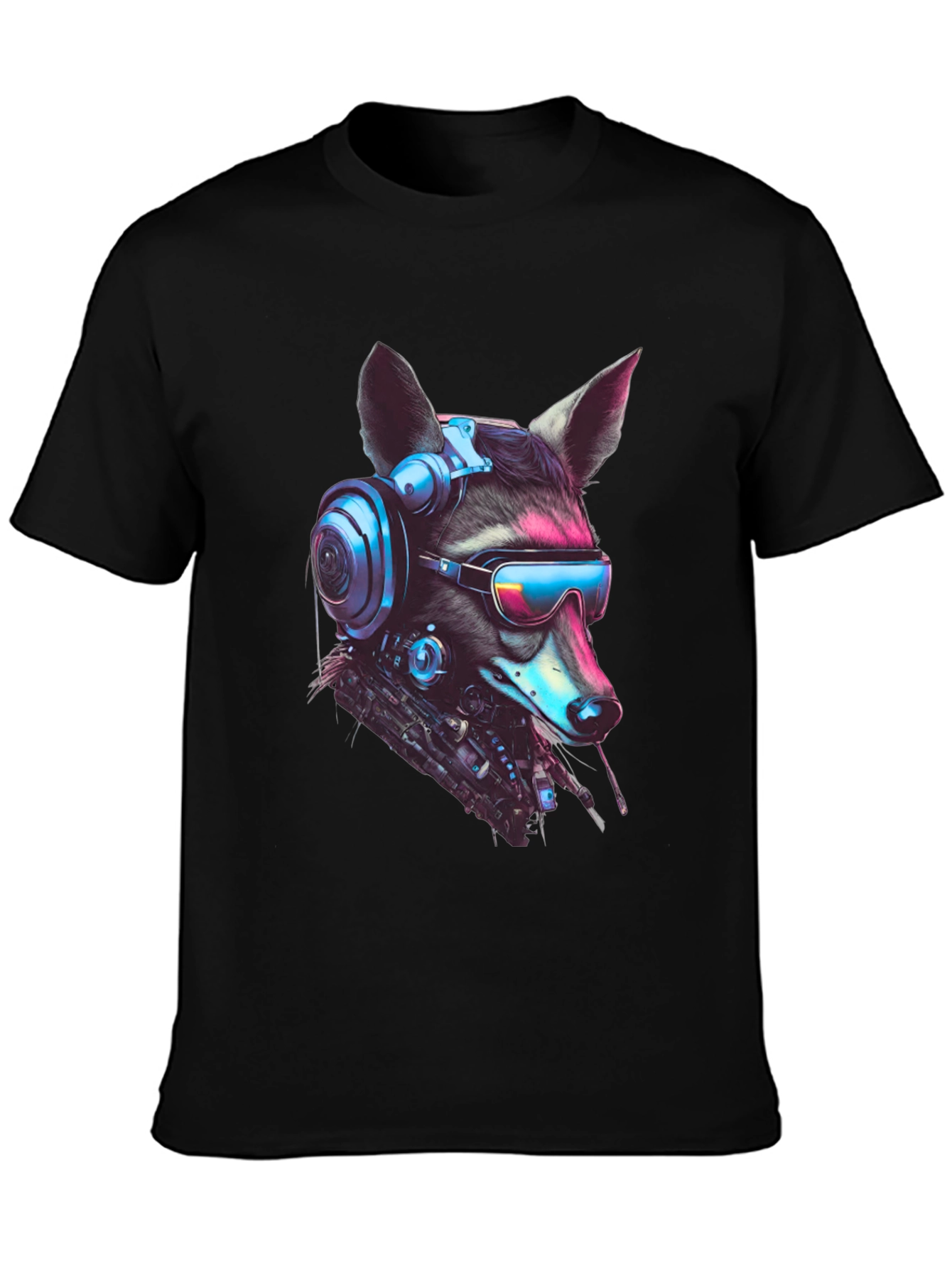 Black Cyberpunk Raccoon Graphic Tee - Futuristic Style view 3