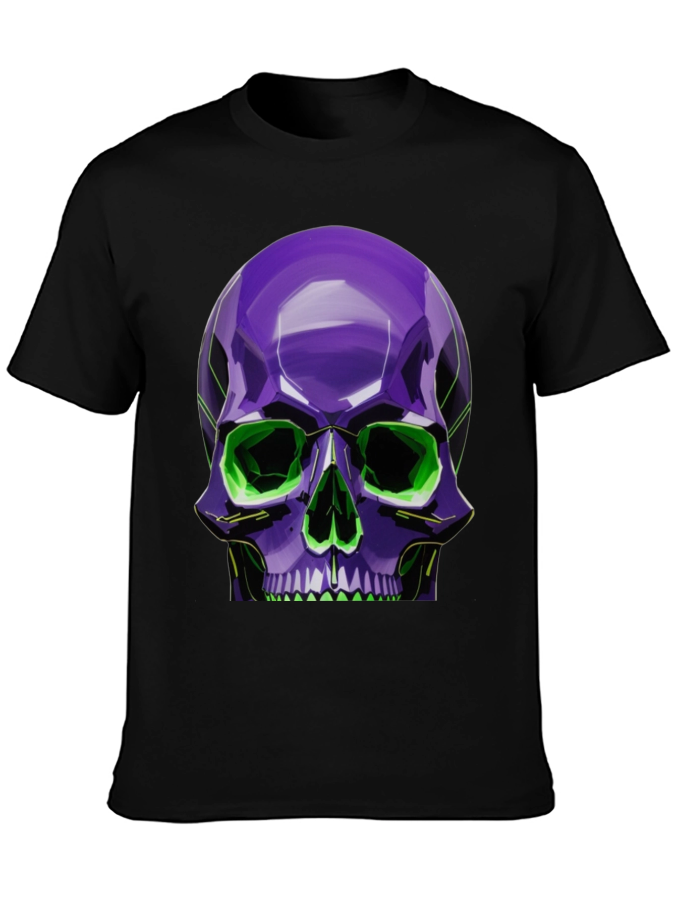 Black Neon Skull Graphic Tee - Stylish, Bold Design view 3