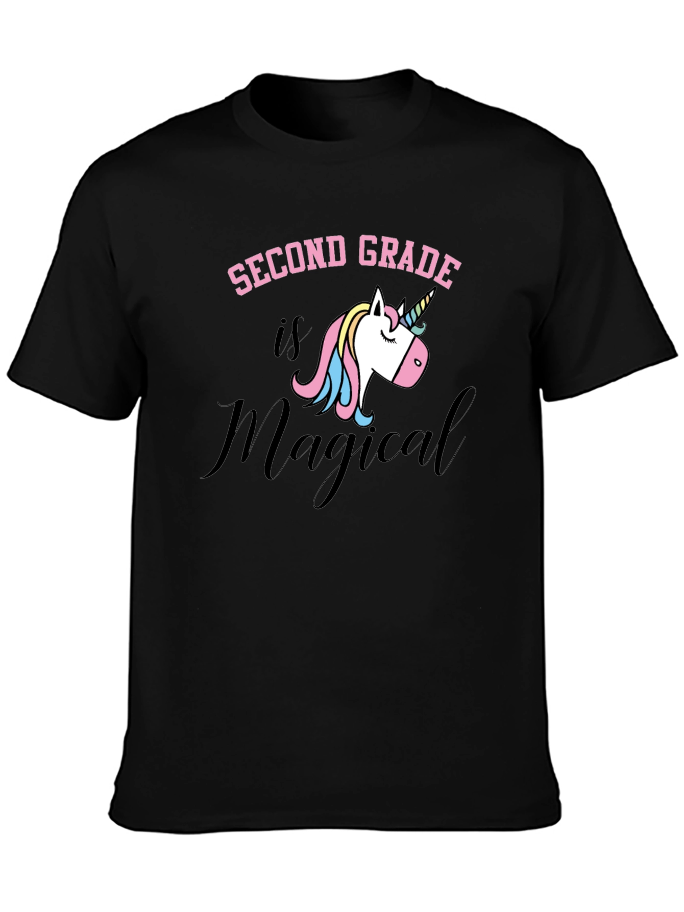 Black Second Grade Magical Unicorn T-Shirt view 3