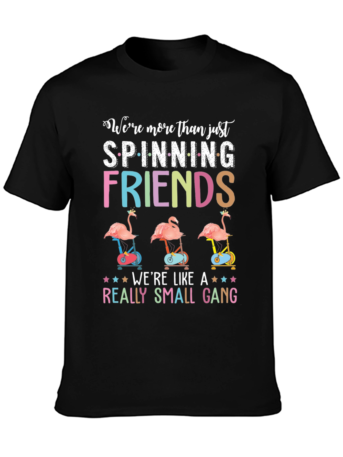 Black Spinning Flamingo Friends T-Shirt view 3